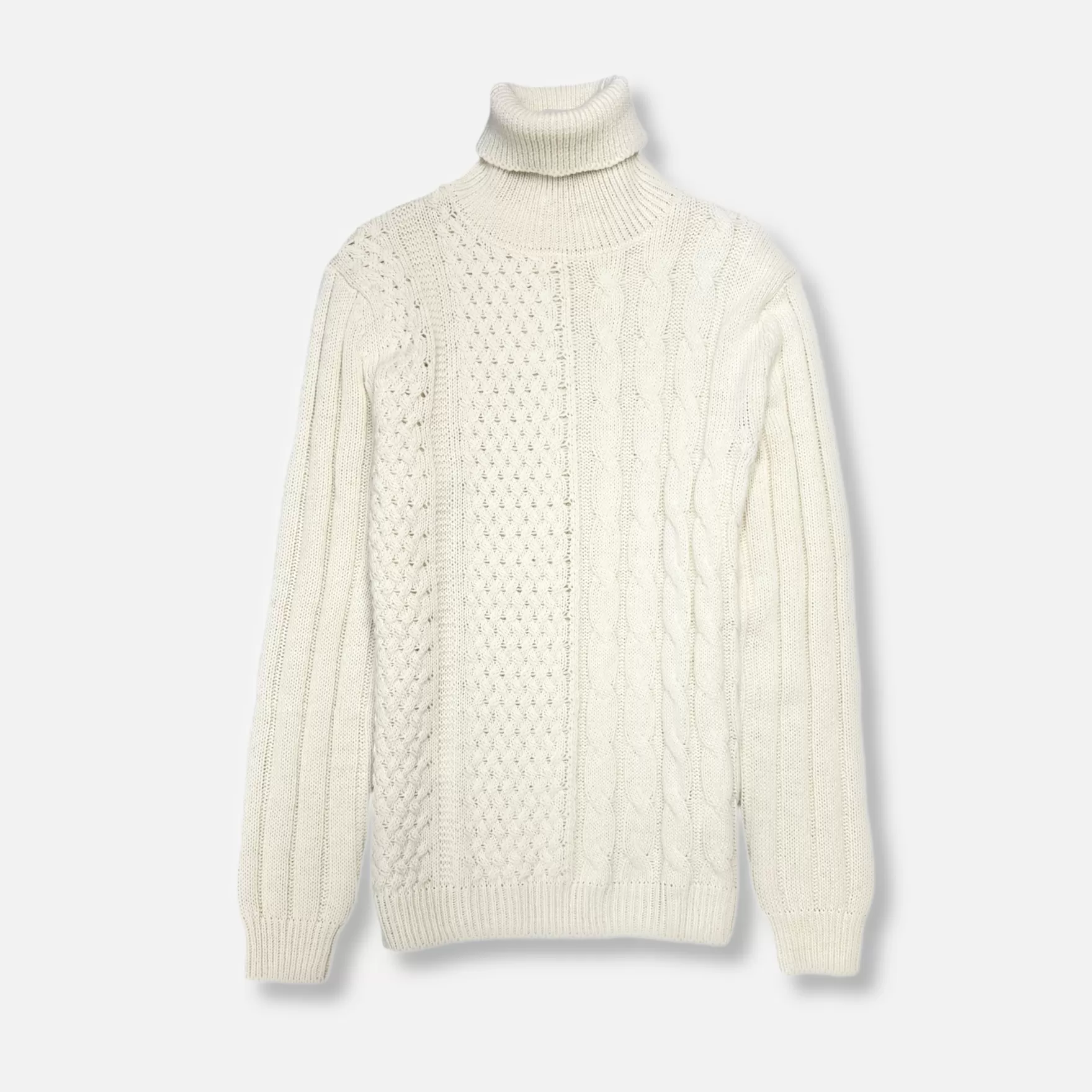 New Edition Fashion Sweaters-Maglia Cable Knit Turtleneck Sweater Cream