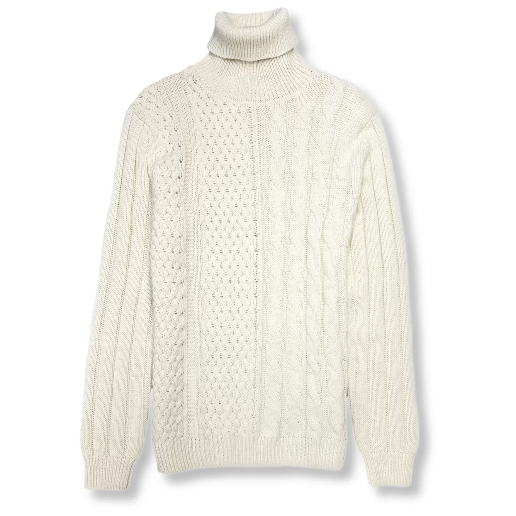 New Edition Fashion Sweaters-Maglia Cable Knit Turtleneck Sweater Cream