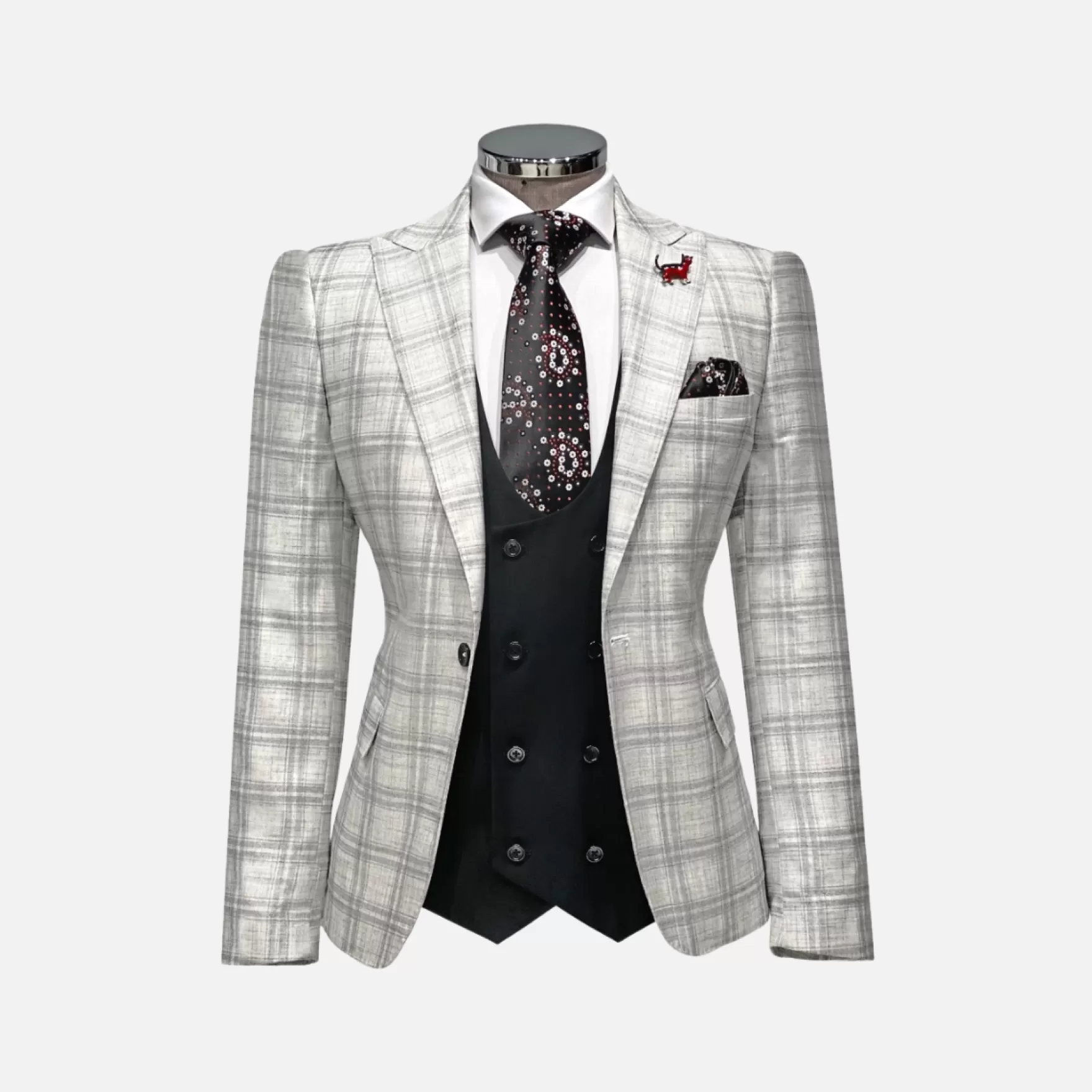 New Edition Fashion Suits-Max Plaid Suit Grey