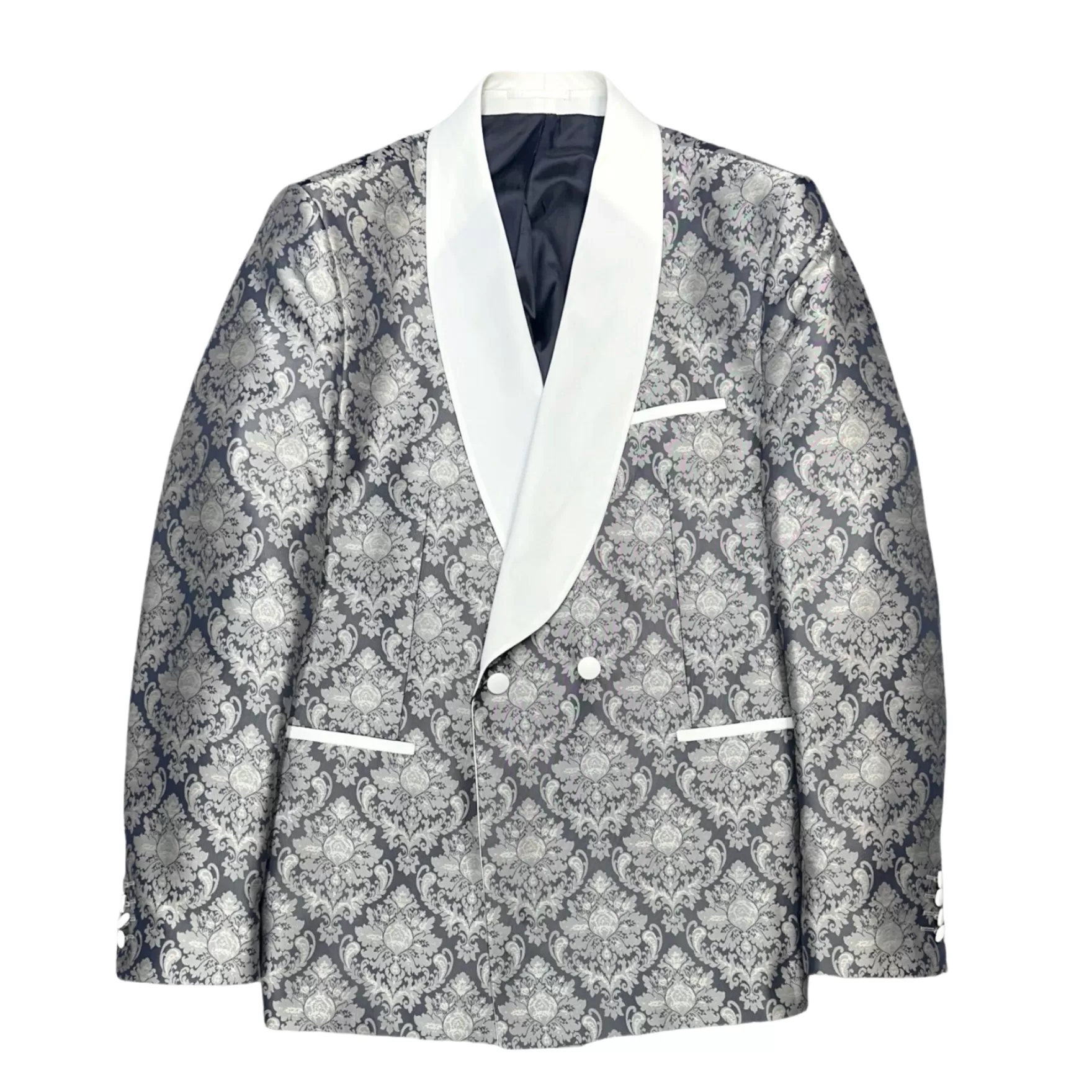 New Edition Fashion Blazers & Sportcoats-Radman Jacquard Slim Fit Blazer Navy