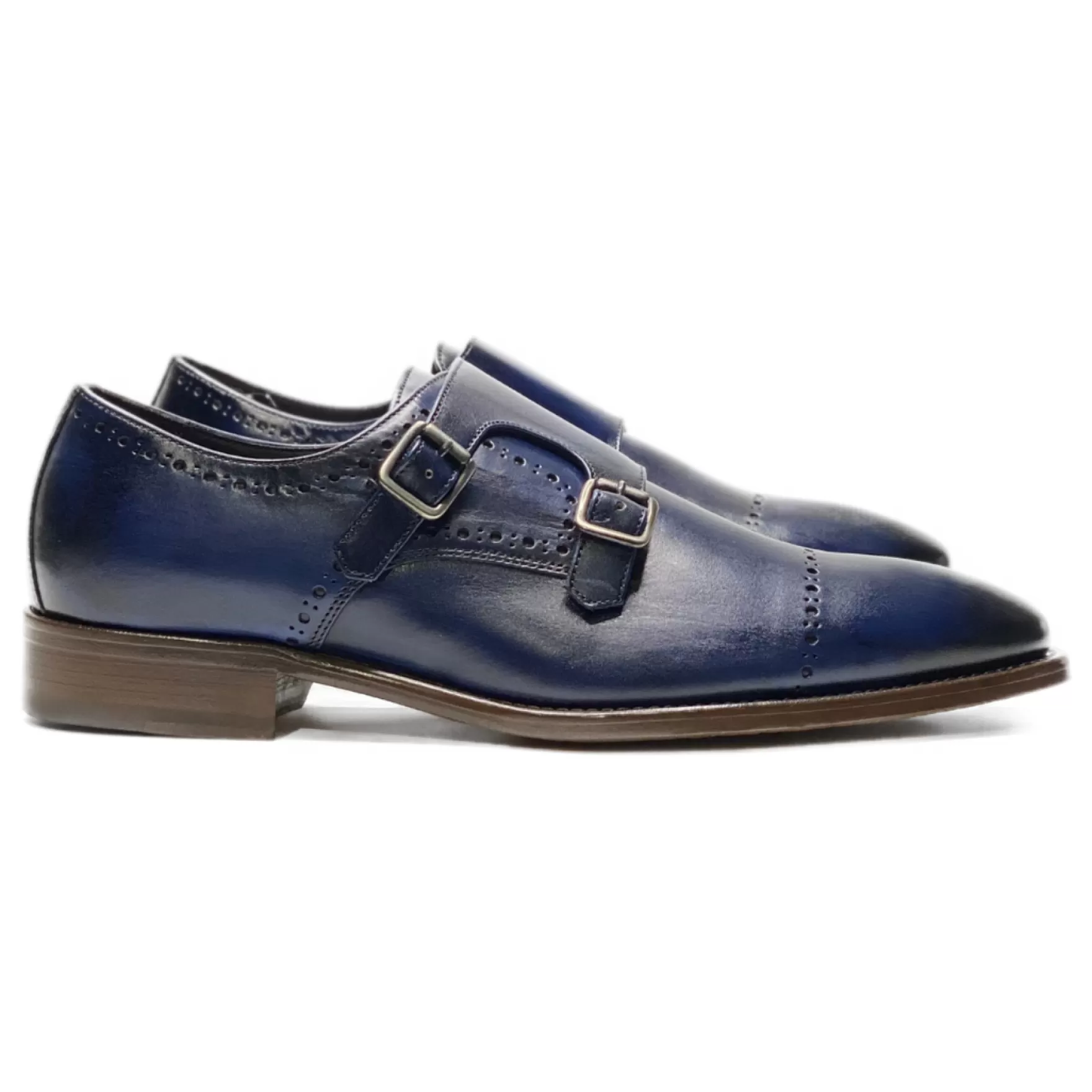 New Edition Fashion Formal Shoes-Reece Double Buckle Dress Shoes Navy