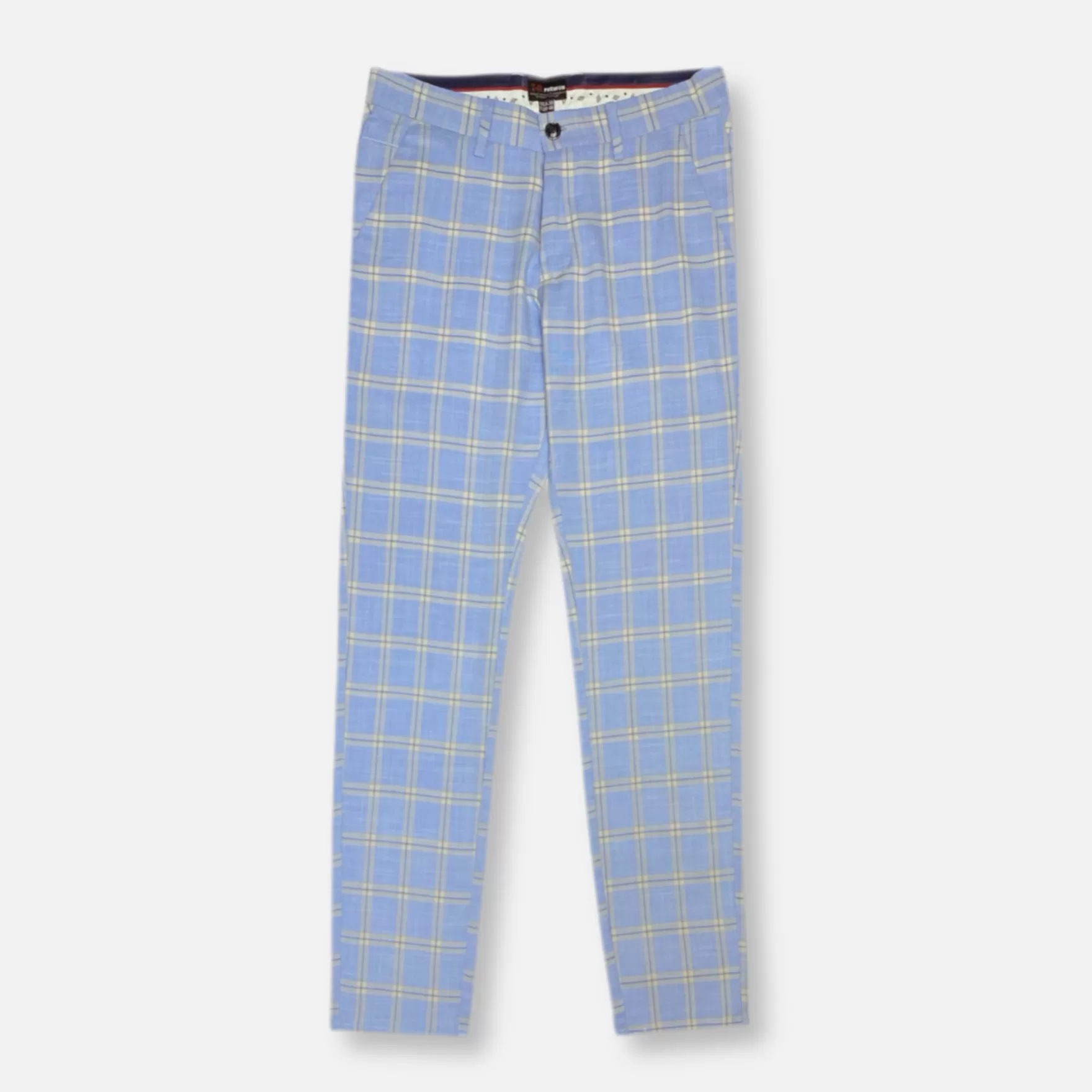 New Edition Fashion Pants | Dress Pants-Ricardo Slim Fit Plaid Pants Blue