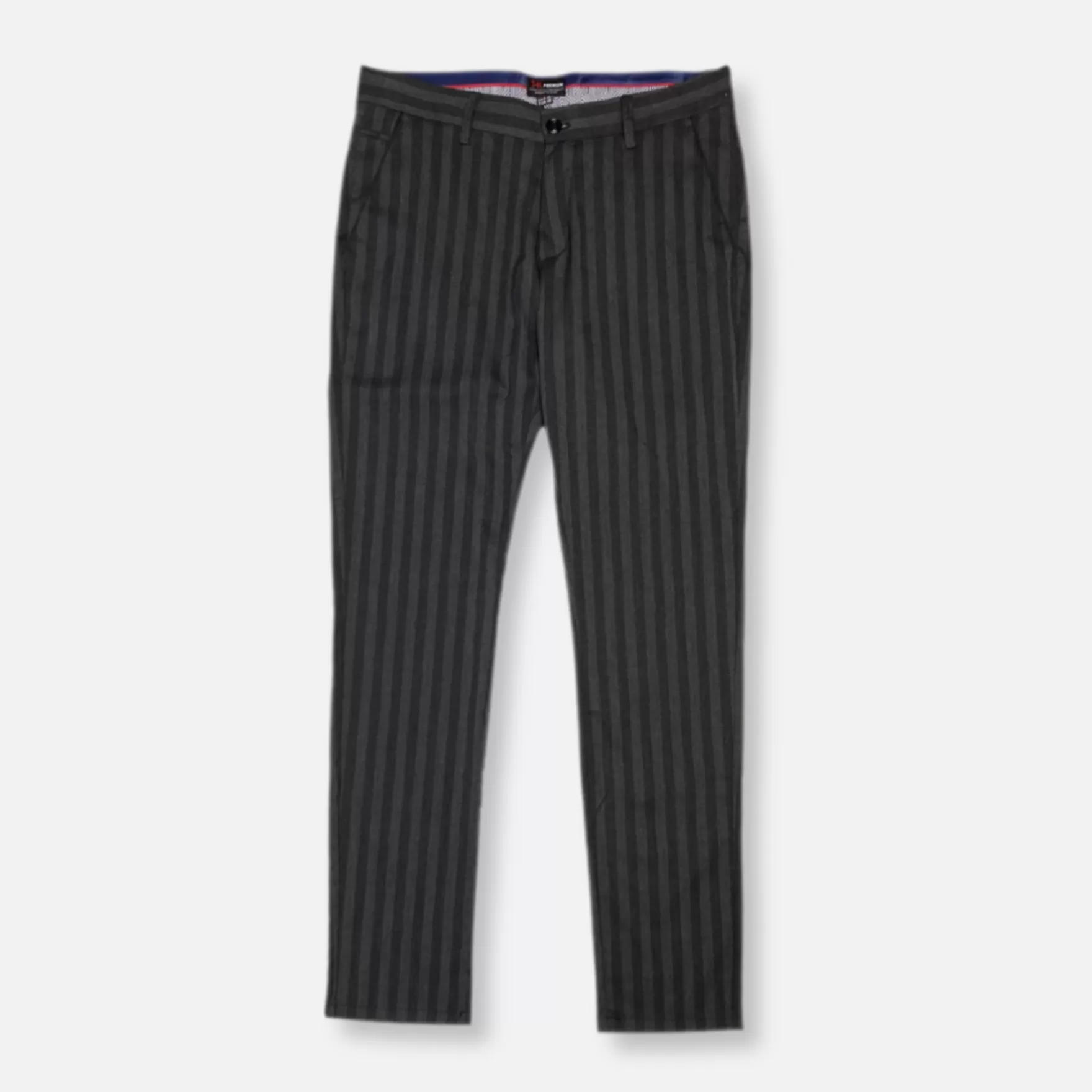 New Edition Fashion Pants | Dress Pants-Ricky Slim Fit Striped Pants Charcoal