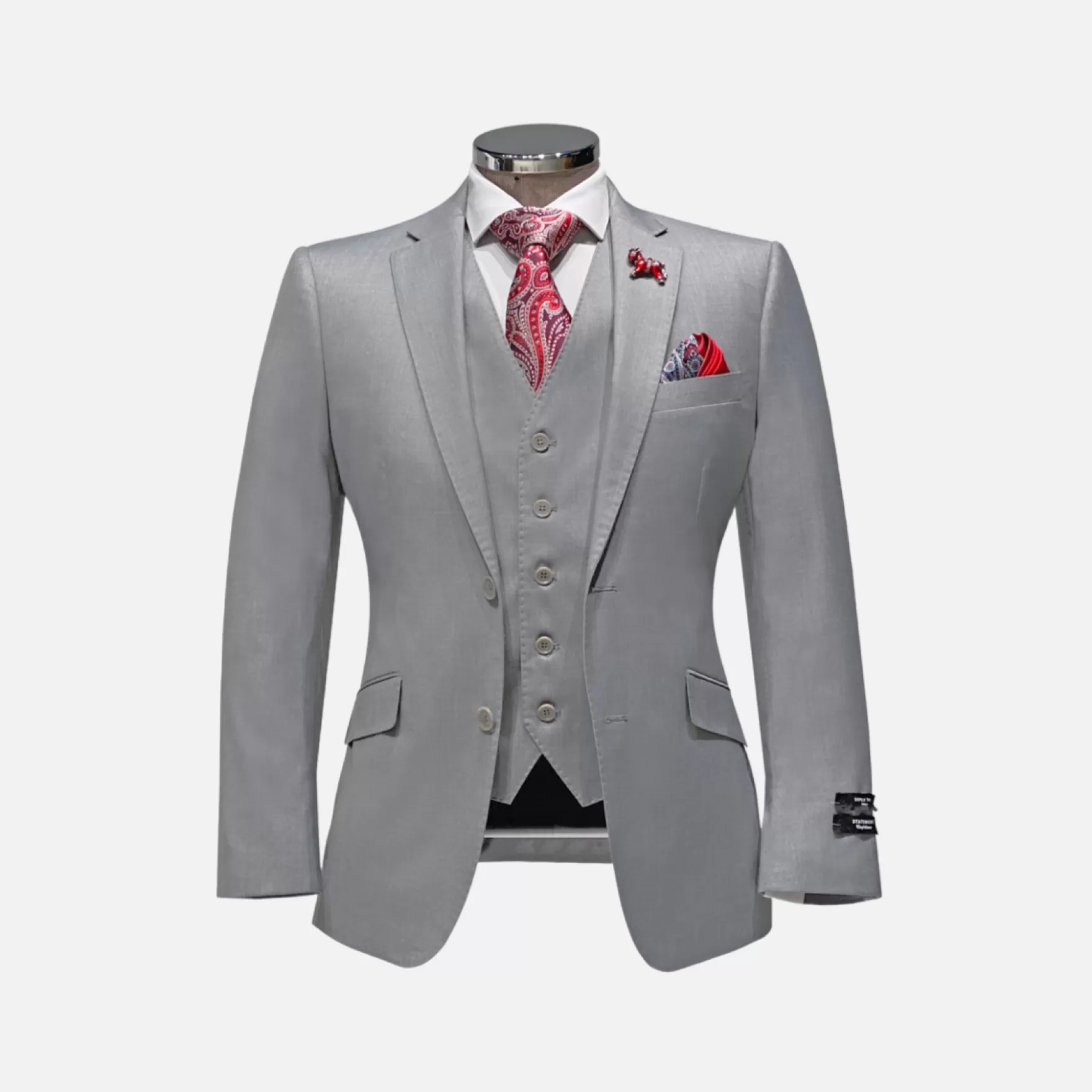 New Edition Fashion Suits-Salisberry Solid Vested Suit Grey