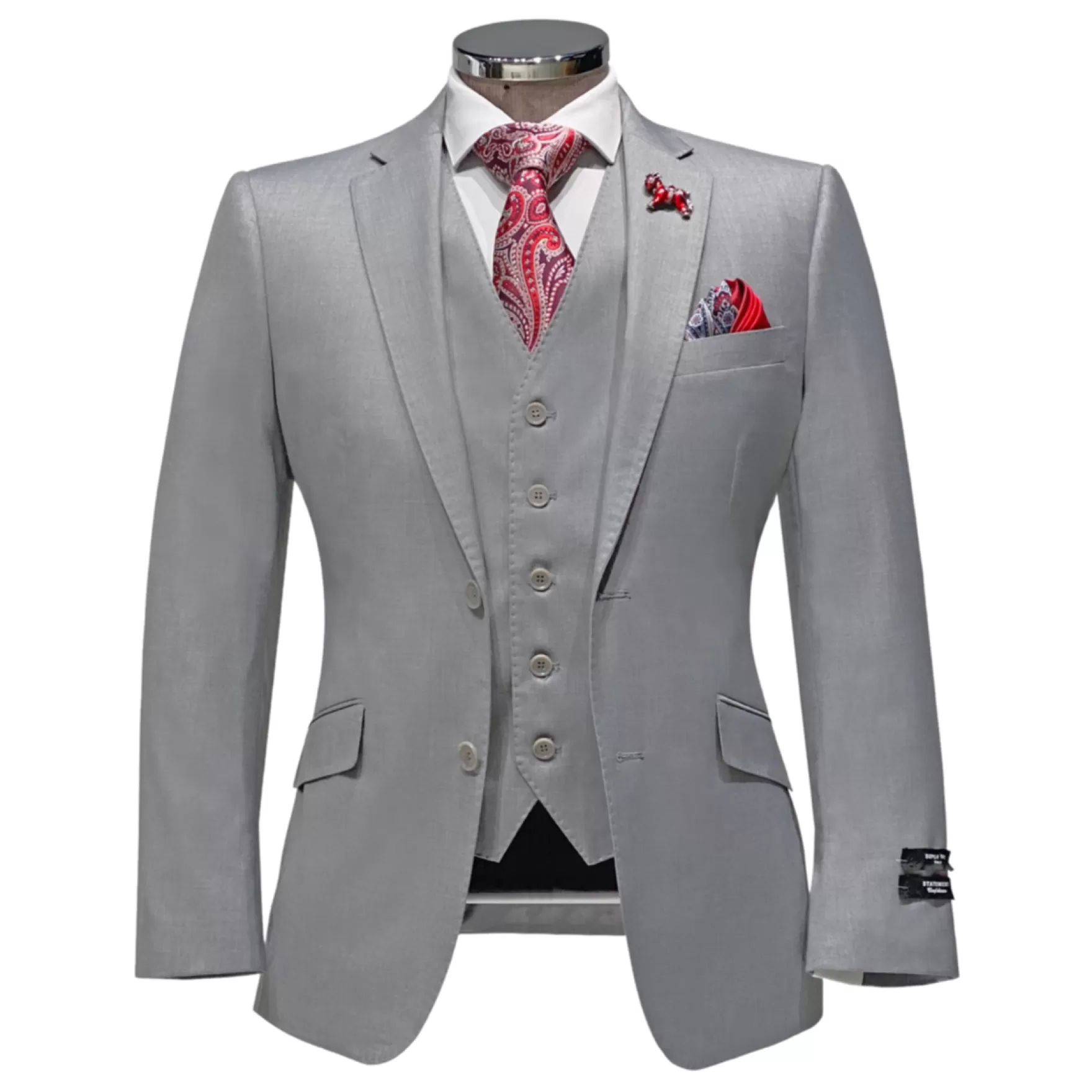 New Edition Fashion Suits-Salisberry Solid Vested Suit Grey