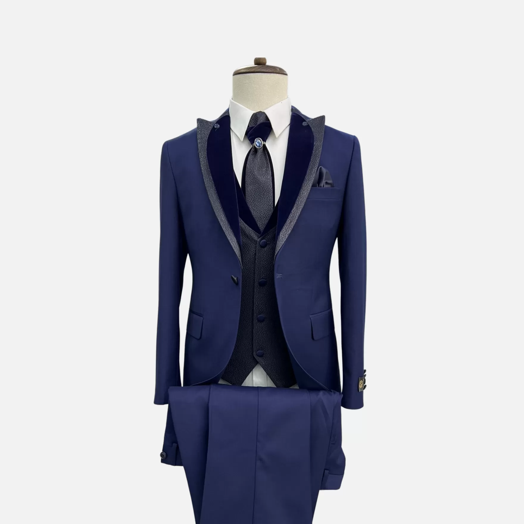 New Edition Fashion Suits | Tuxedos-Santucci Peak Lapel Tuxedo Navy