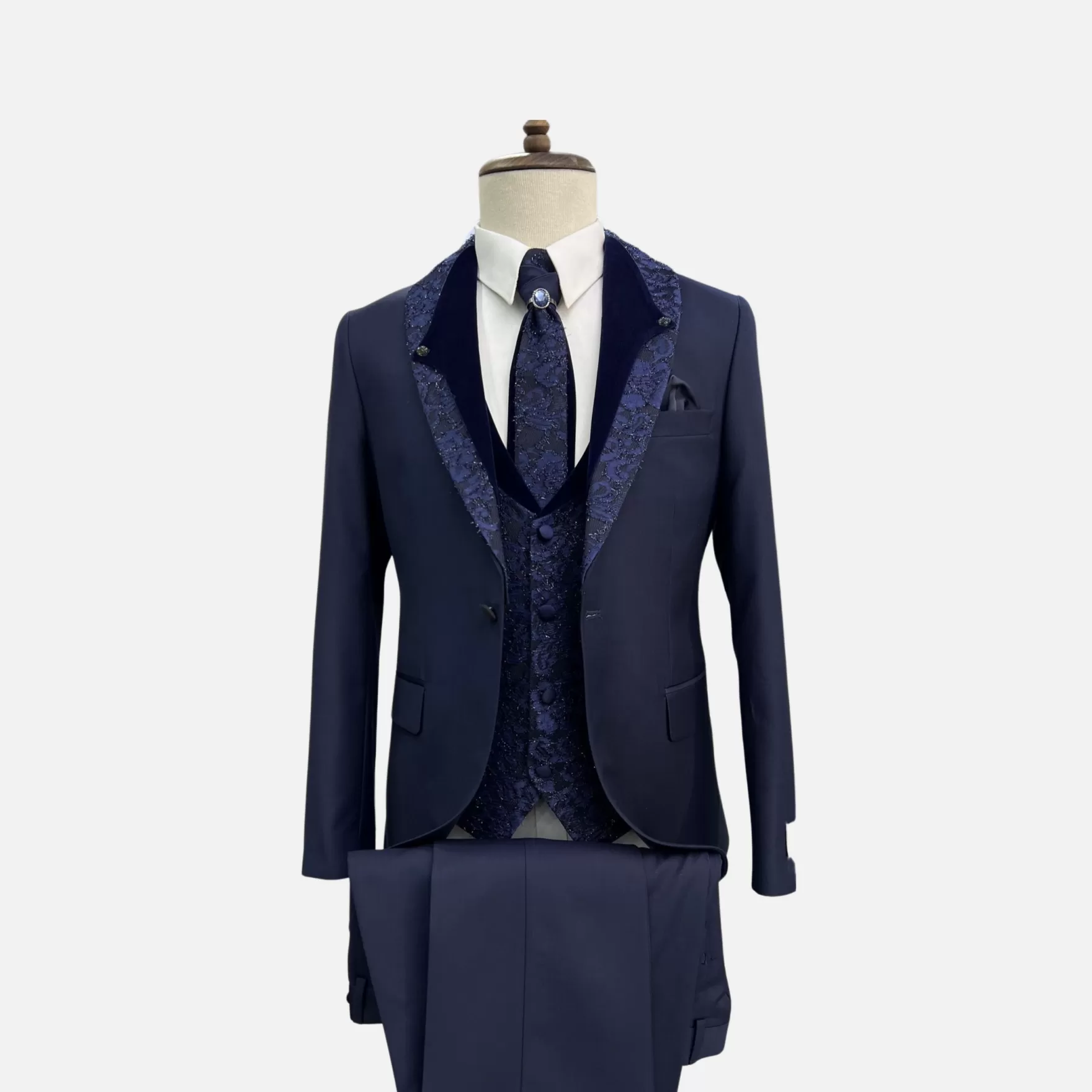 New Edition Fashion Suits | Tuxedos-Savarino Shawl Collar Tuxedo Navy