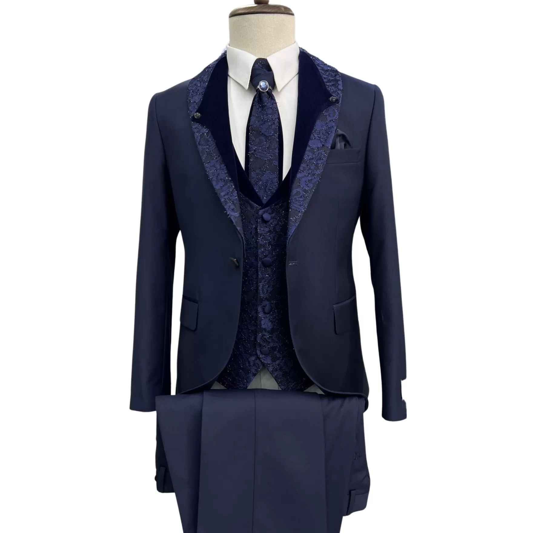 New Edition Fashion Suits | Tuxedos-Savarino Shawl Collar Tuxedo Navy