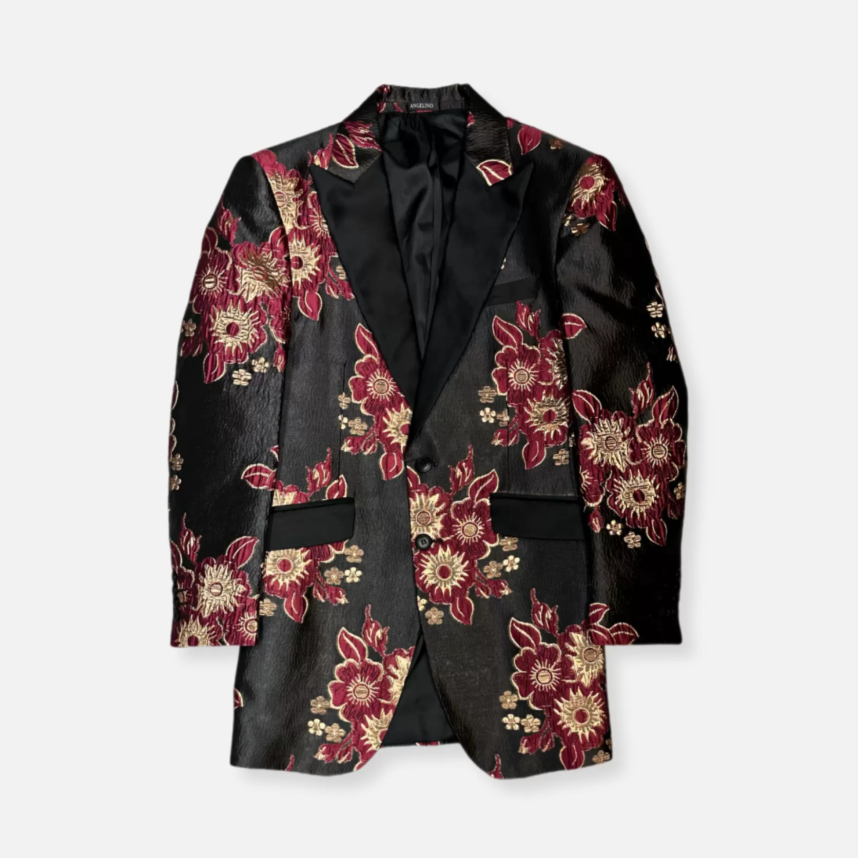 New Edition Fashion Blazers & Sportcoats-Sun F. Semi Long Floral Blazer Burgundy