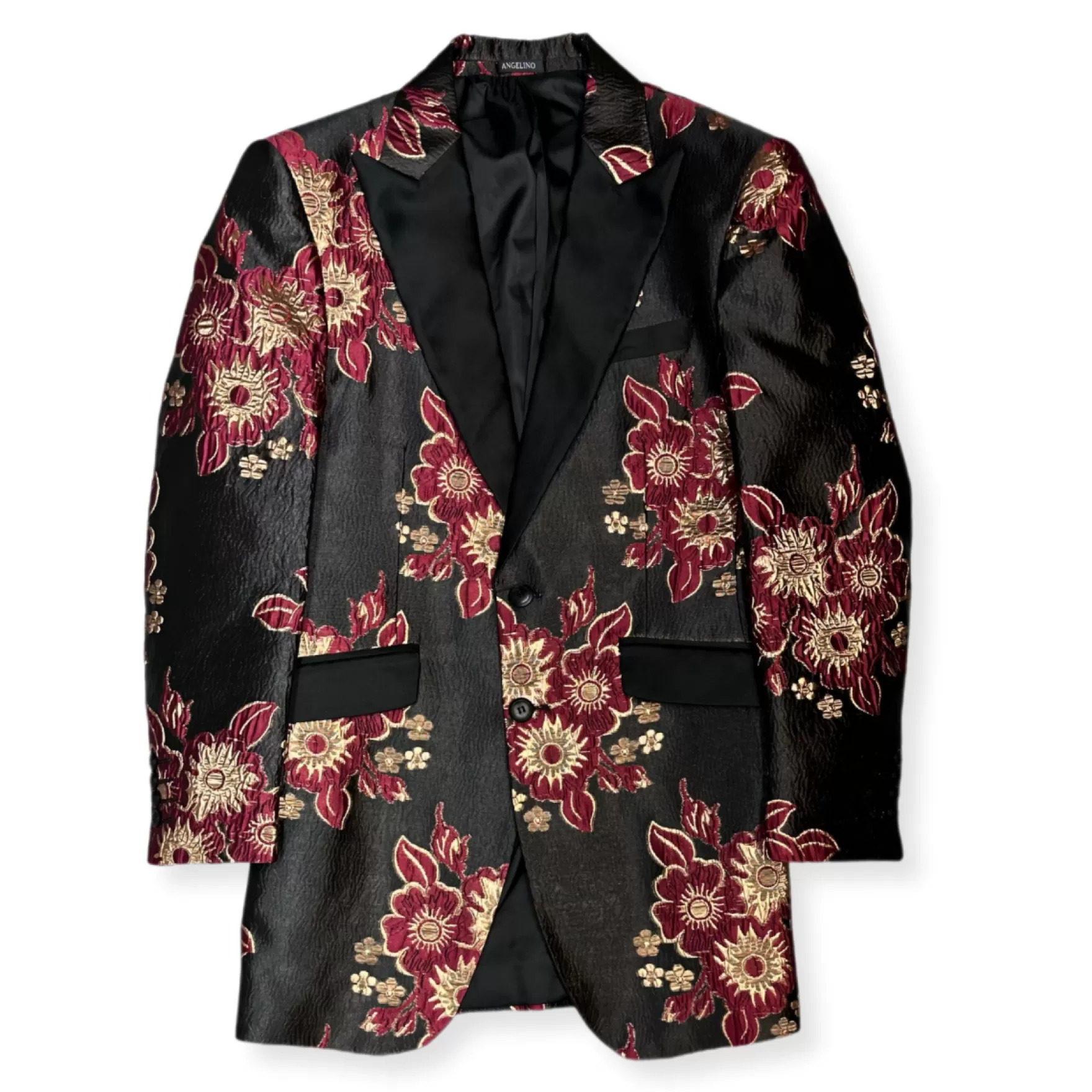 New Edition Fashion Blazers & Sportcoats-Sun F. Semi Long Floral Blazer Burgundy