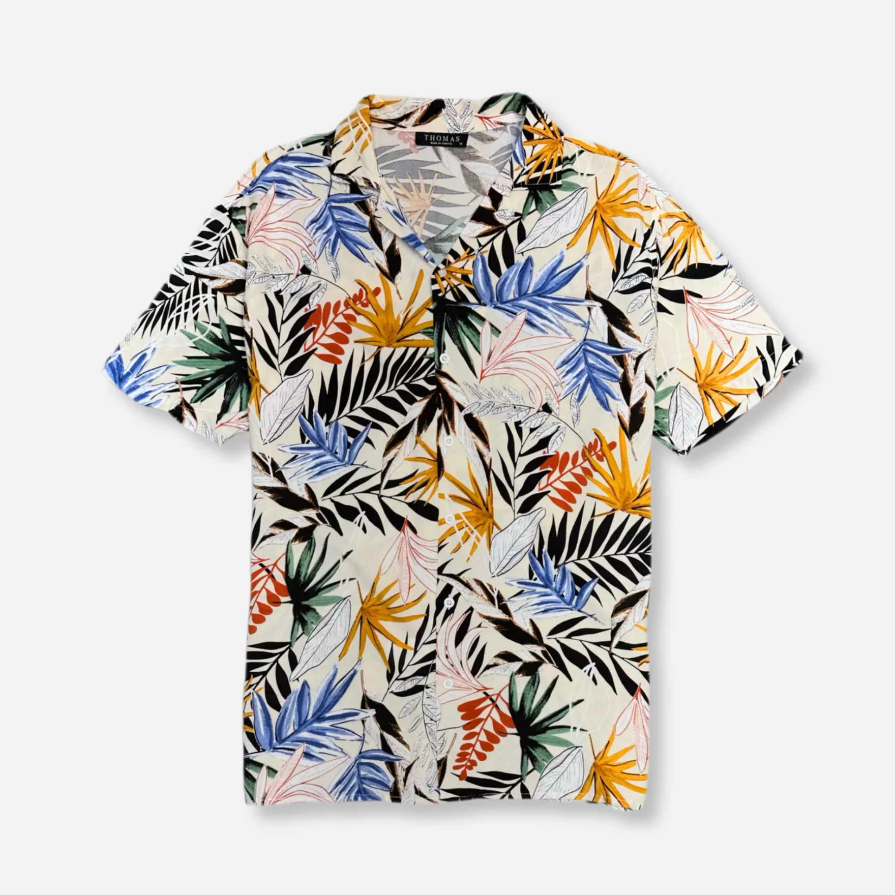 New Edition Fashion Button Downs-Tannehill Tropical Resort Revere Collar Shirt Ecru