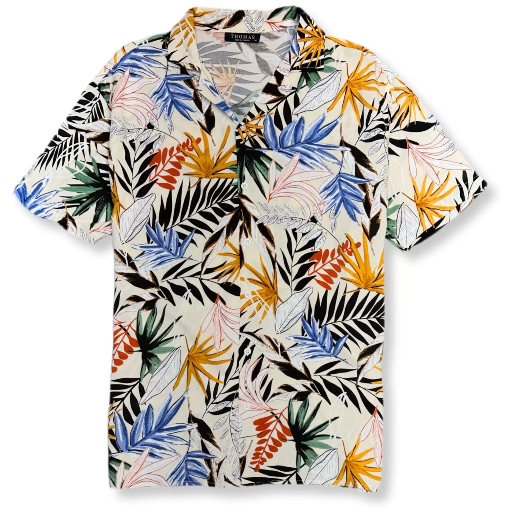 New Edition Fashion Button Downs-Tannehill Tropical Resort Revere Collar Shirt Ecru