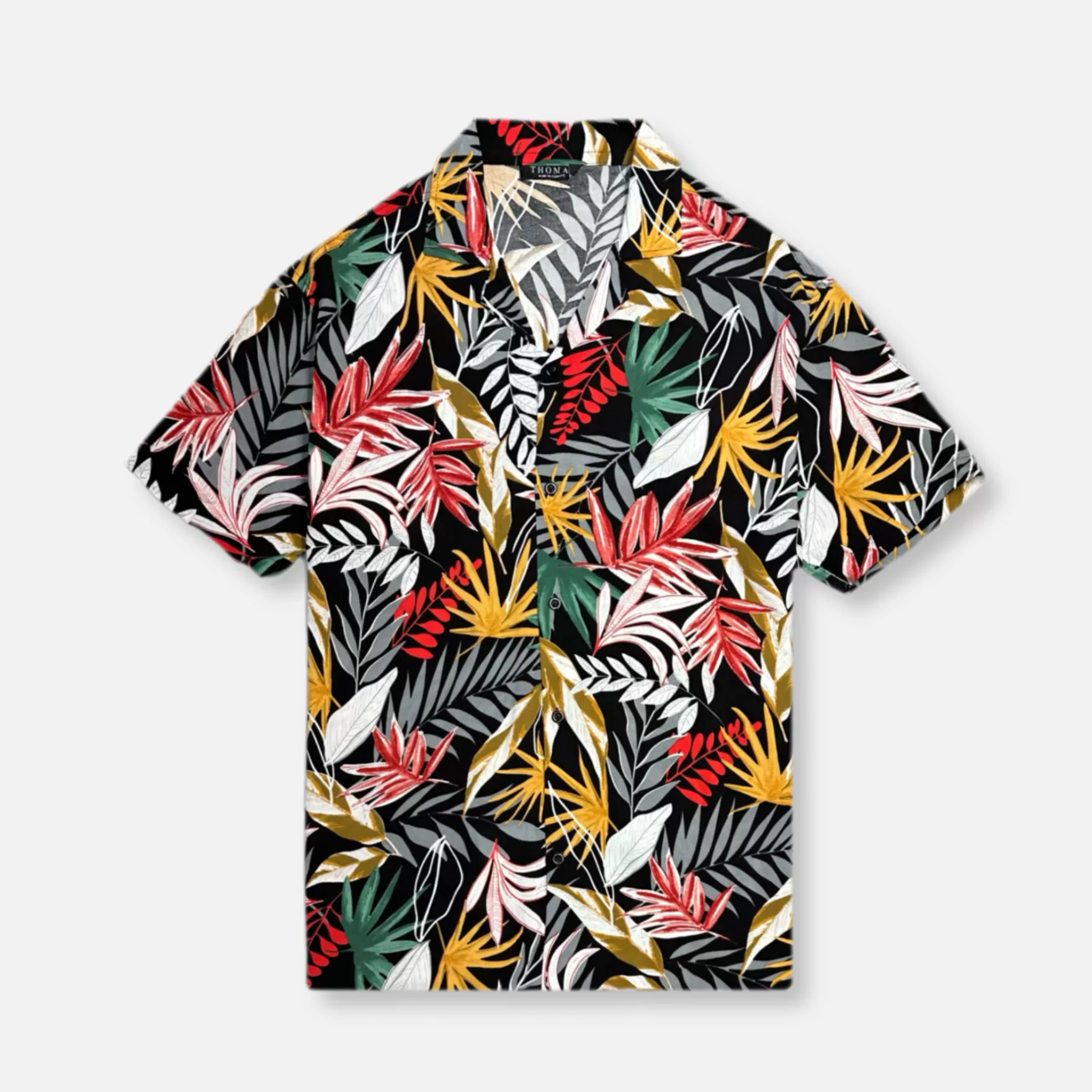 New Edition Fashion Button Downs-Tannehill Tropical Resort Revere Collar Shirt Black