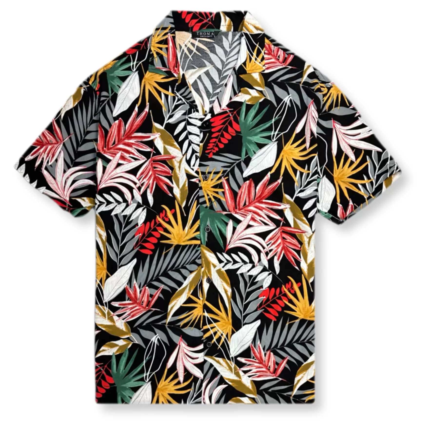 New Edition Fashion Button Downs-Tannehill Tropical Resort Revere Collar Shirt Black