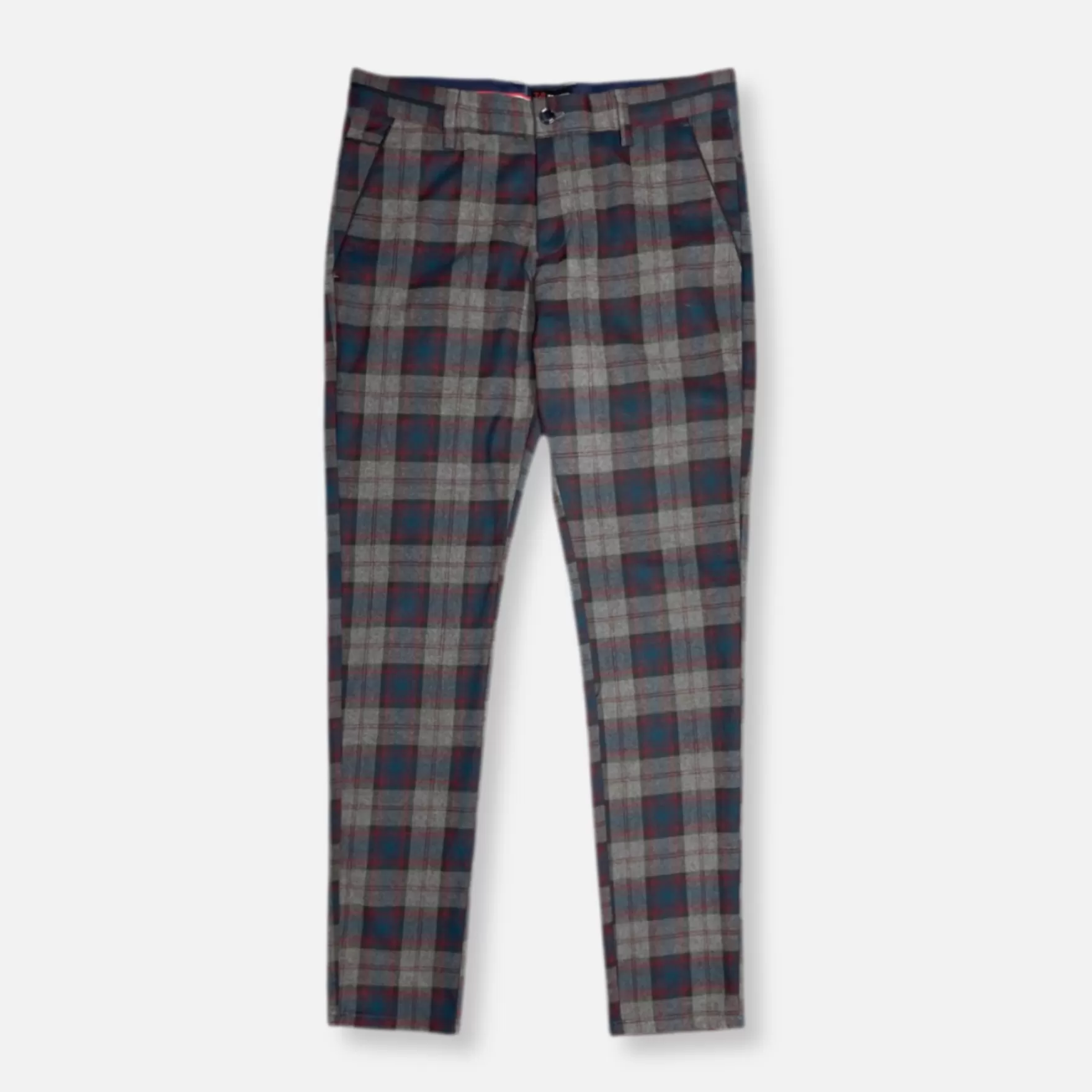 New Edition Fashion Pants | Dress Pants-Tanzer Slim Fit Plaid Pants Grey