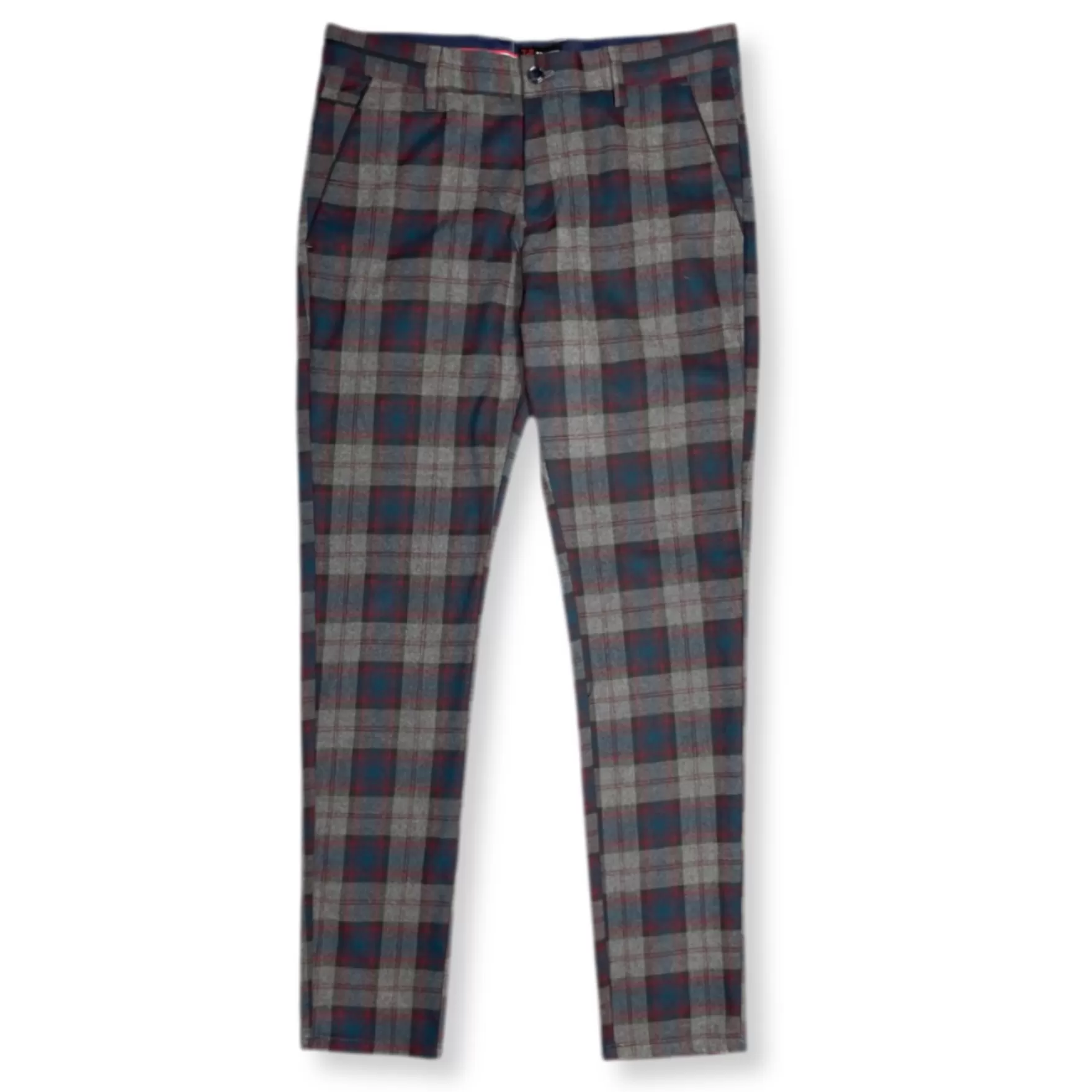 New Edition Fashion Pants | Dress Pants-Tanzer Slim Fit Plaid Pants Grey