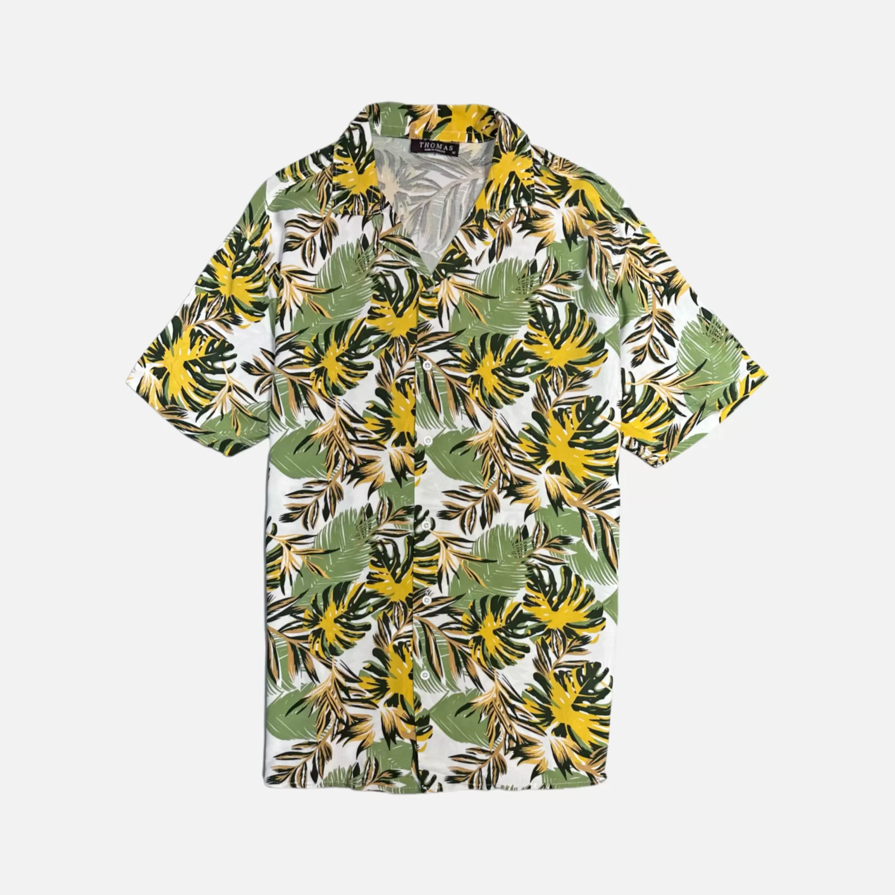 New Edition Fashion Button Downs-Tavani Tropical Revere Collar Shirt Green