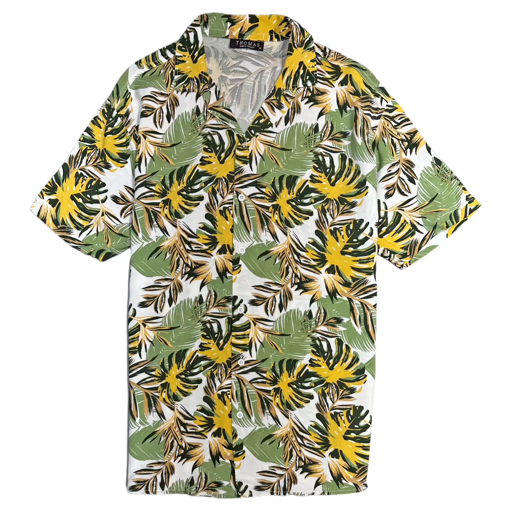 New Edition Fashion Button Downs-Tavani Tropical Revere Collar Shirt Green