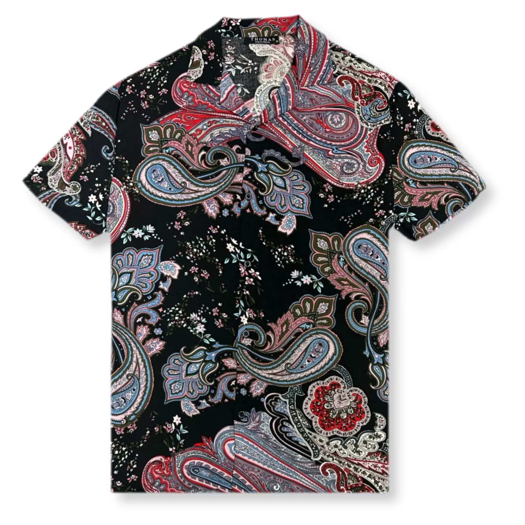 New Edition Fashion Button Downs-Taylor Tropical Revere Collar Shirt Black