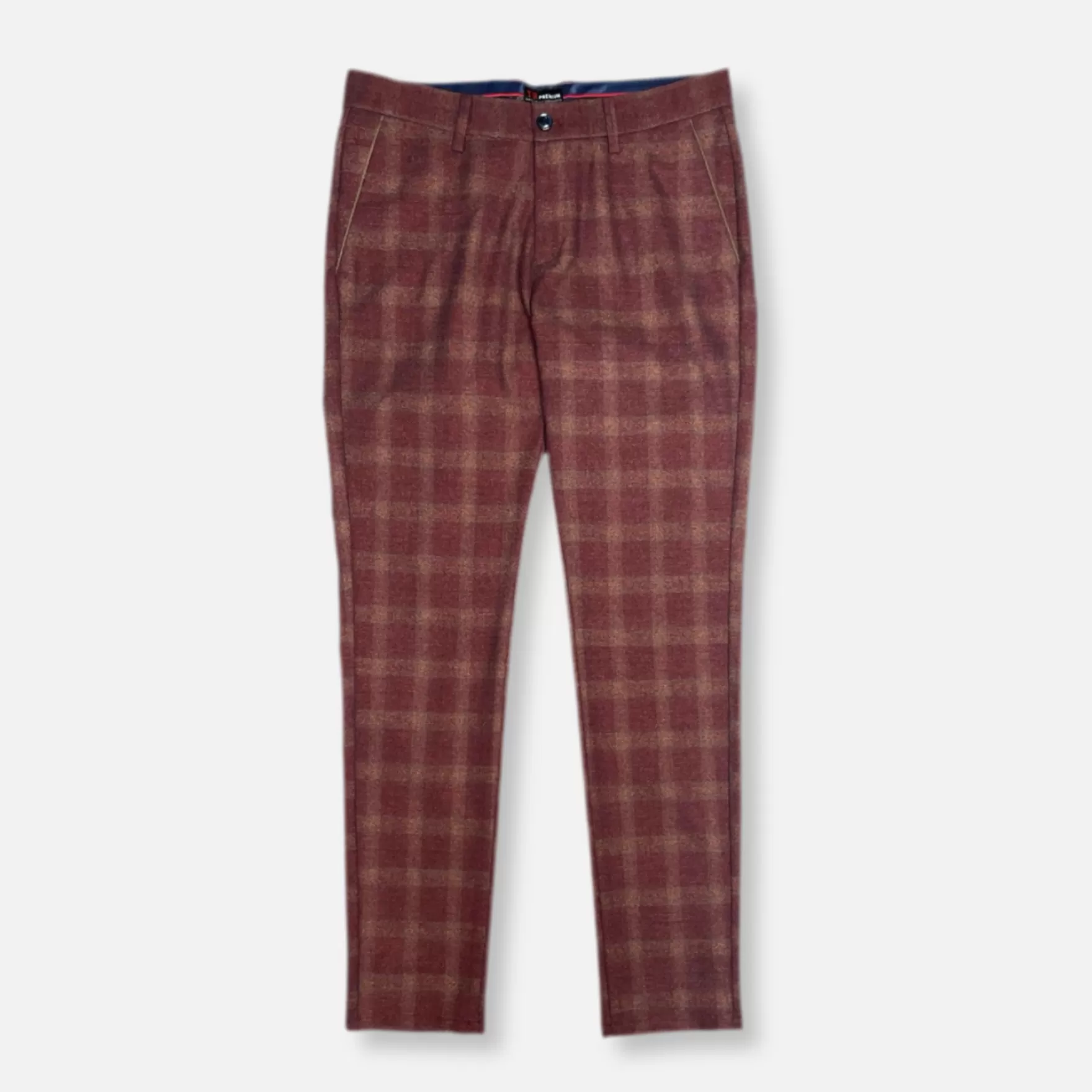 New Edition Fashion Pants | Dress Pants-Terrell Slim Fit Plaid Pants Burgundy