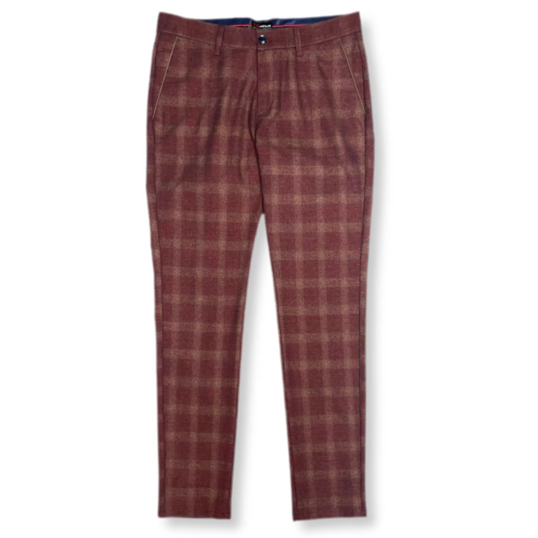 New Edition Fashion Pants | Dress Pants-Terrell Slim Fit Plaid Pants Burgundy