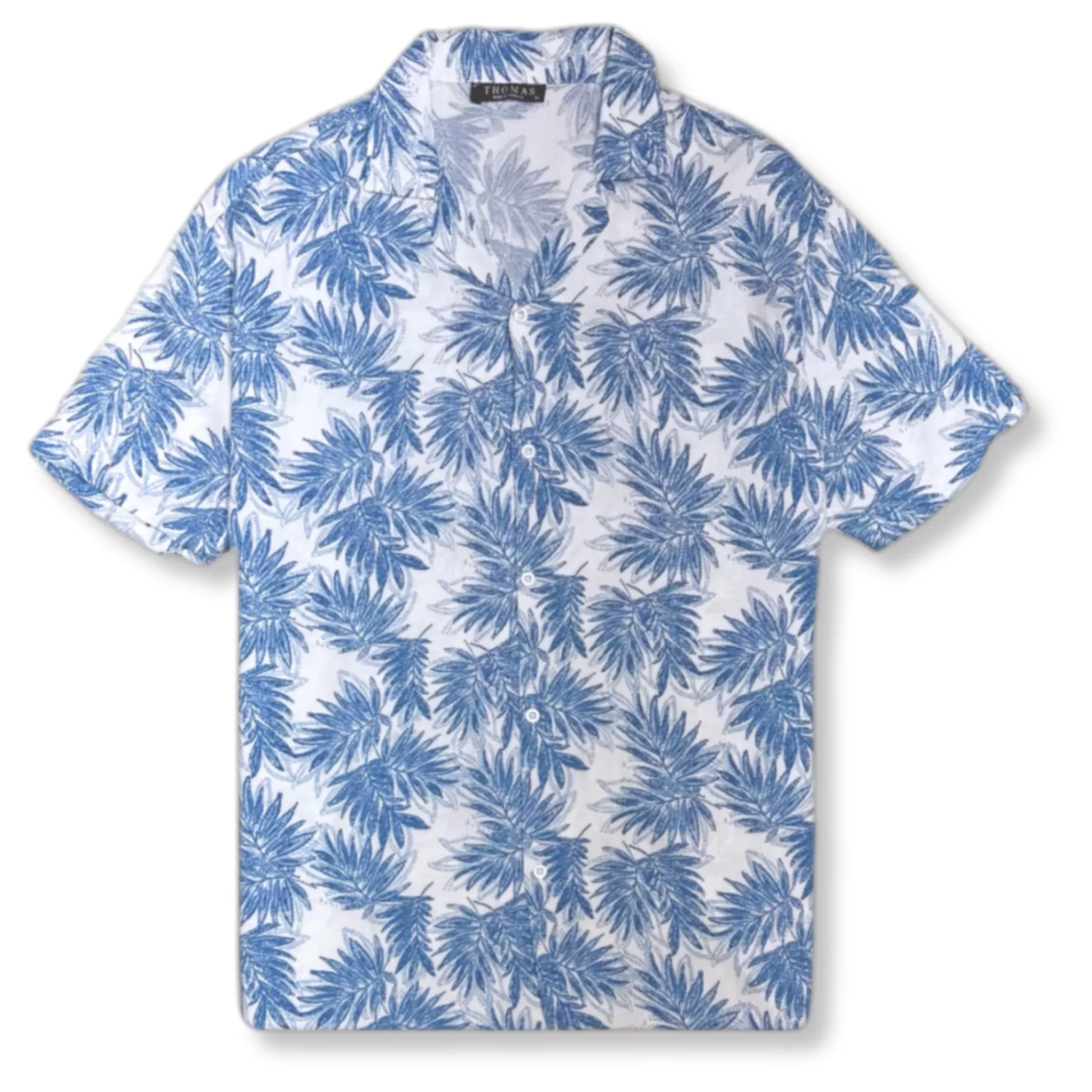 New Edition Fashion Button Downs-Terry Tropical Revere Collar Shirt Blue