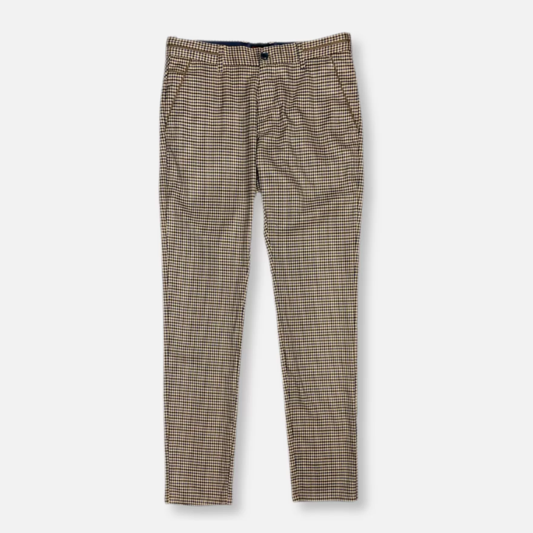 New Edition Fashion Pants-Tessaro Slim Fit Plaid Pants Beige