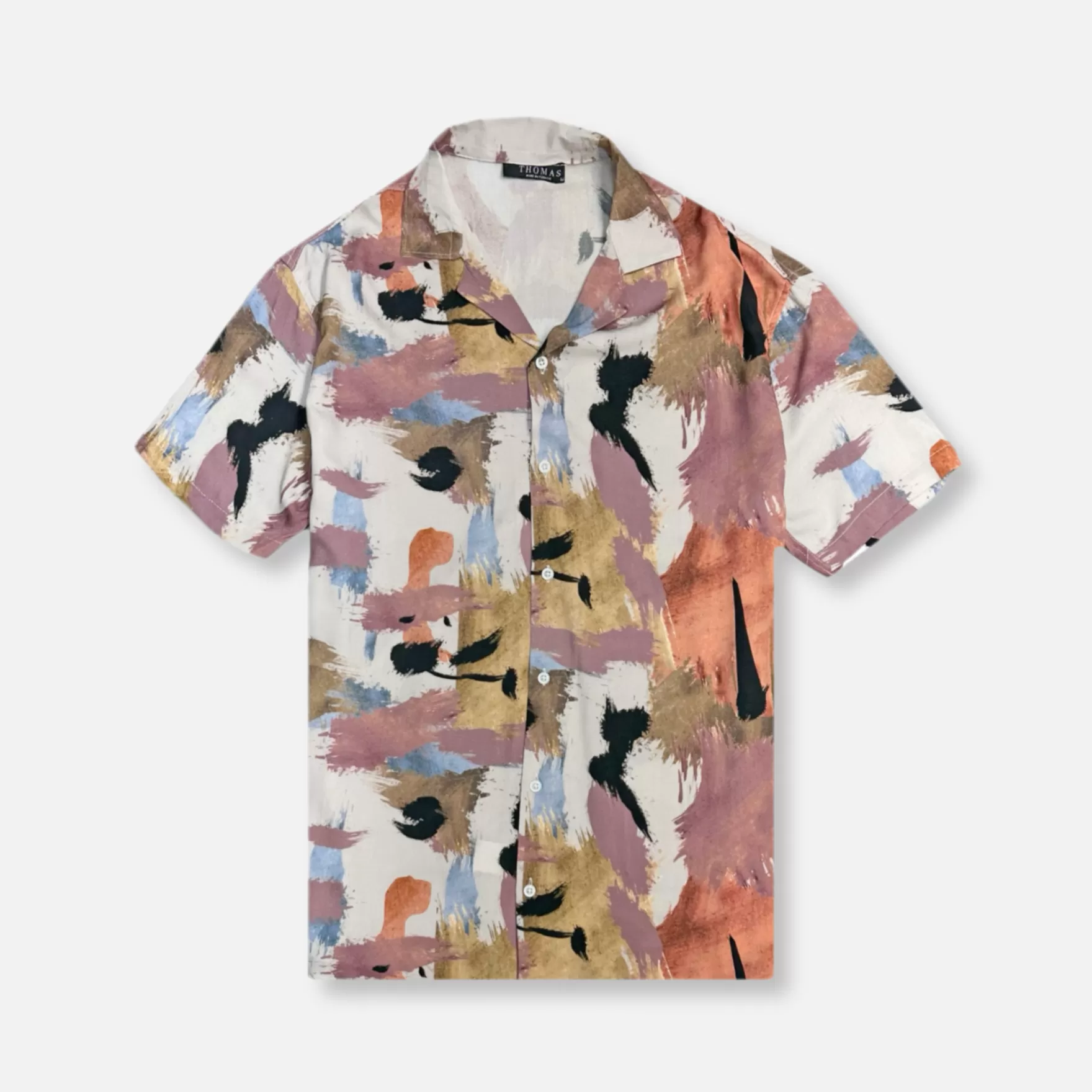 New Edition Fashion Button Downs-Testo Tropical Resort Revere Collar Shirt Multi