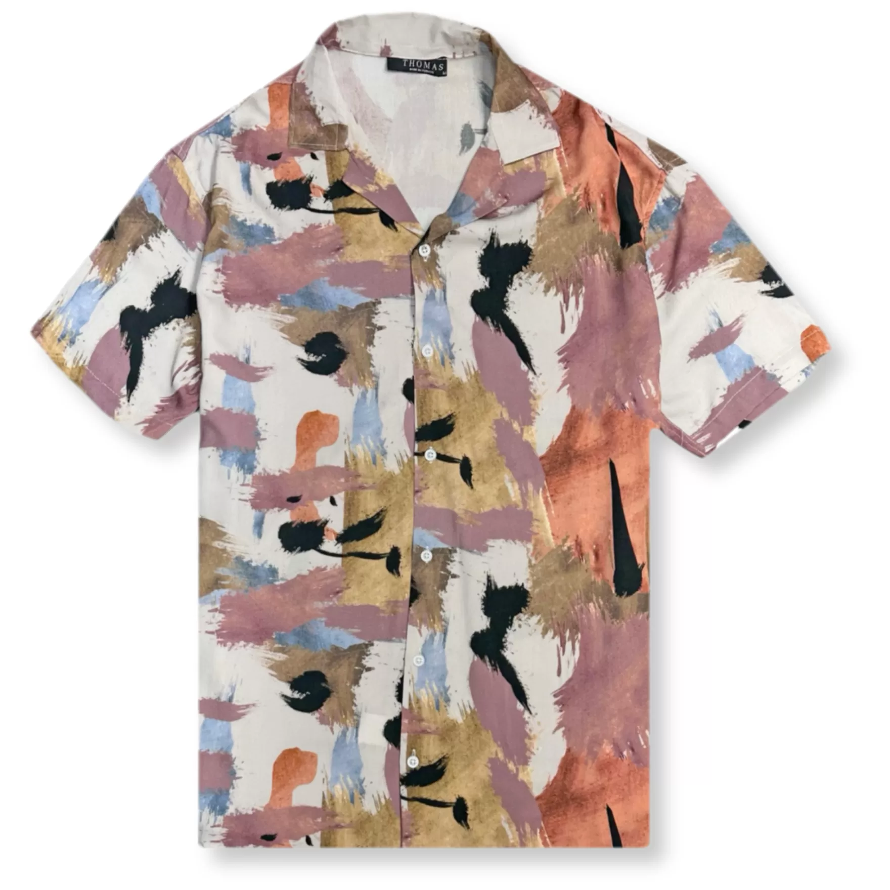 New Edition Fashion Button Downs-Testo Tropical Resort Revere Collar Shirt Multi