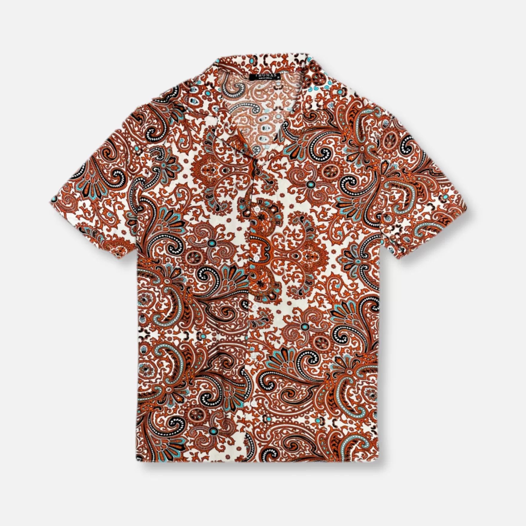 New Edition Fashion Button Downs-Thanos Tropical Resort Revere Collar Shirt Orange