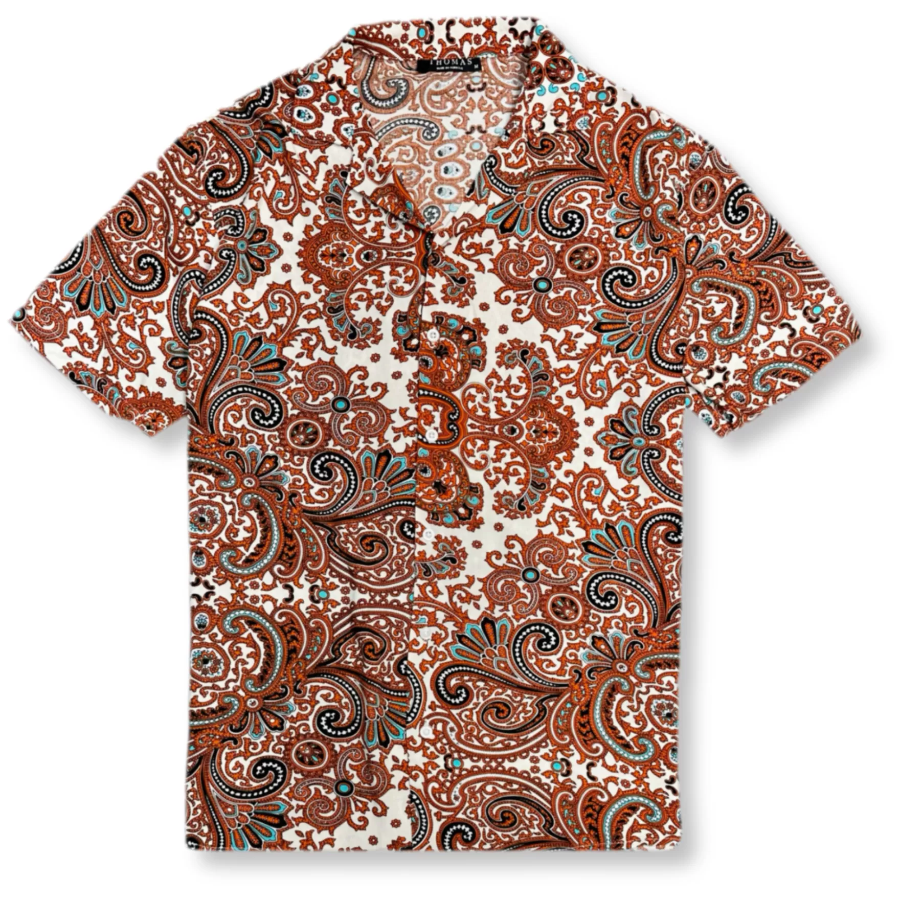 New Edition Fashion Button Downs-Thanos Tropical Resort Revere Collar Shirt Orange