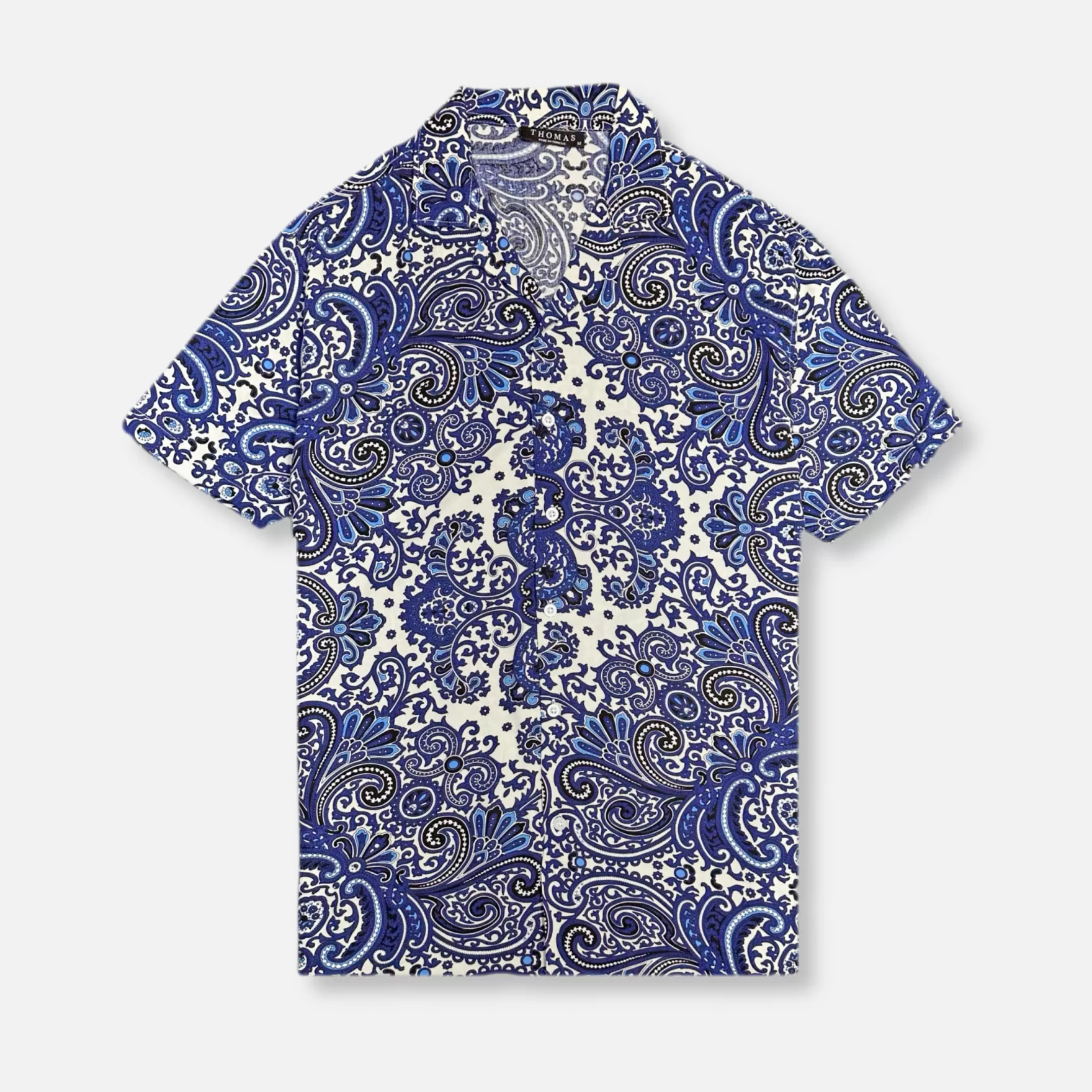 New Edition Fashion Button Downs-Thanos Tropical Revere Collar Shirt Blue