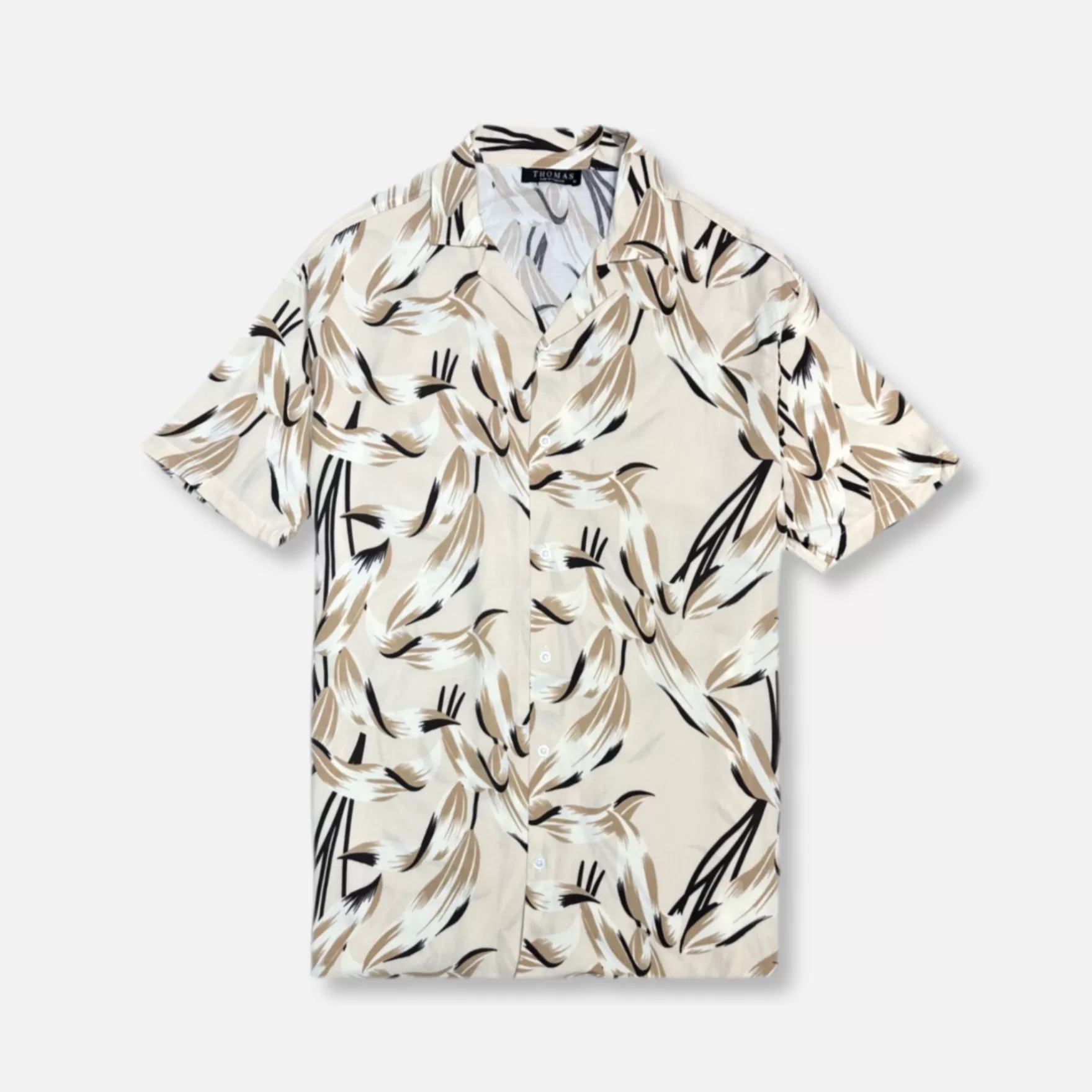 New Edition Fashion Button Downs-Thompkins Tropical Resort Revere Collar Shirt Sand