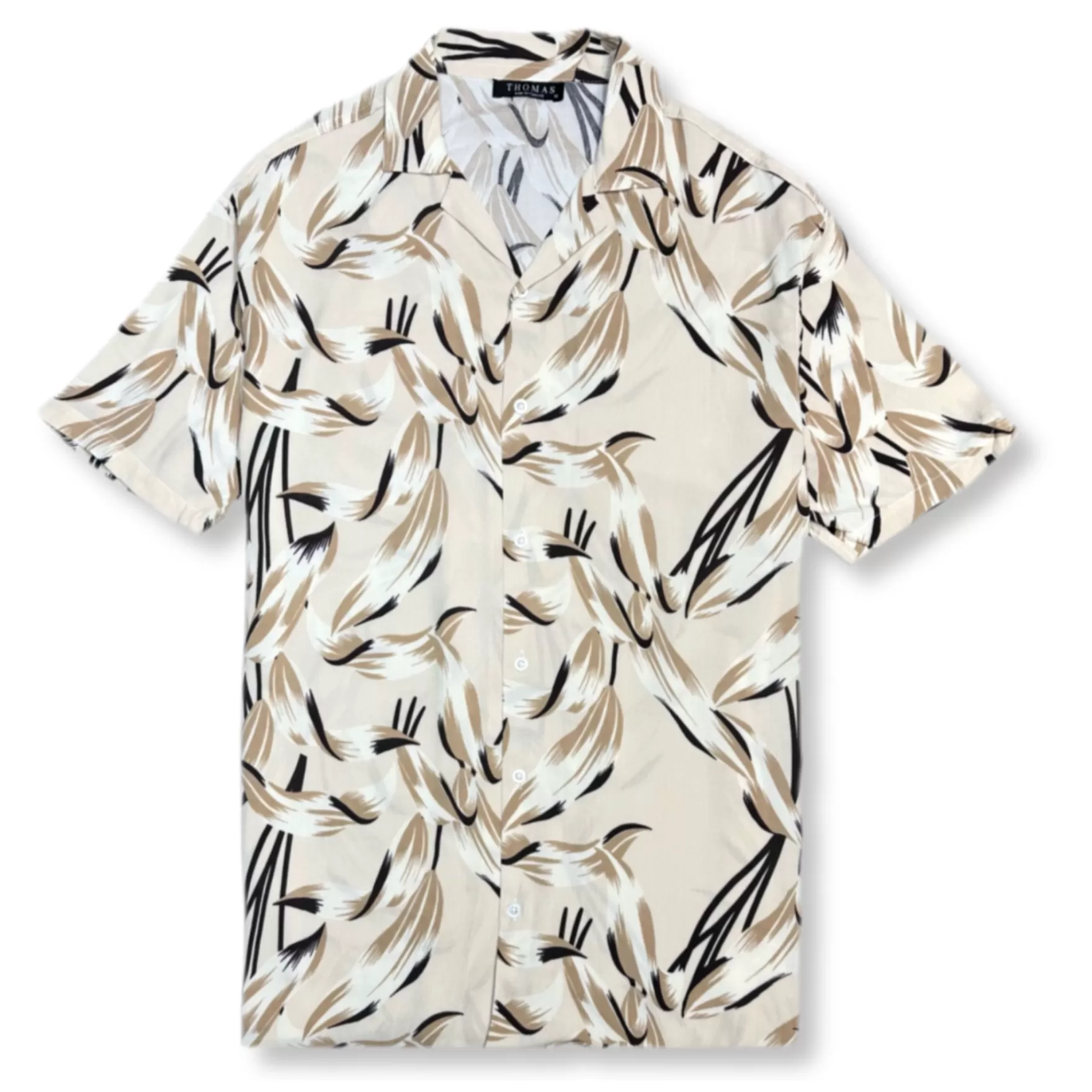 New Edition Fashion Button Downs-Thompkins Tropical Resort Revere Collar Shirt Sand