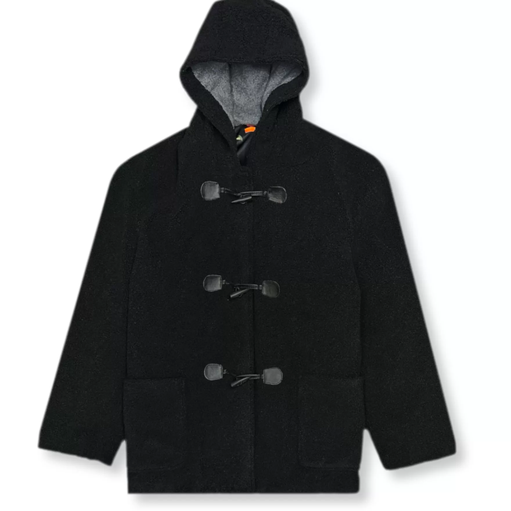 New Edition Fashion Coats & Outerwear-Thurl Loose Fit Fleece Duffel Coat Black