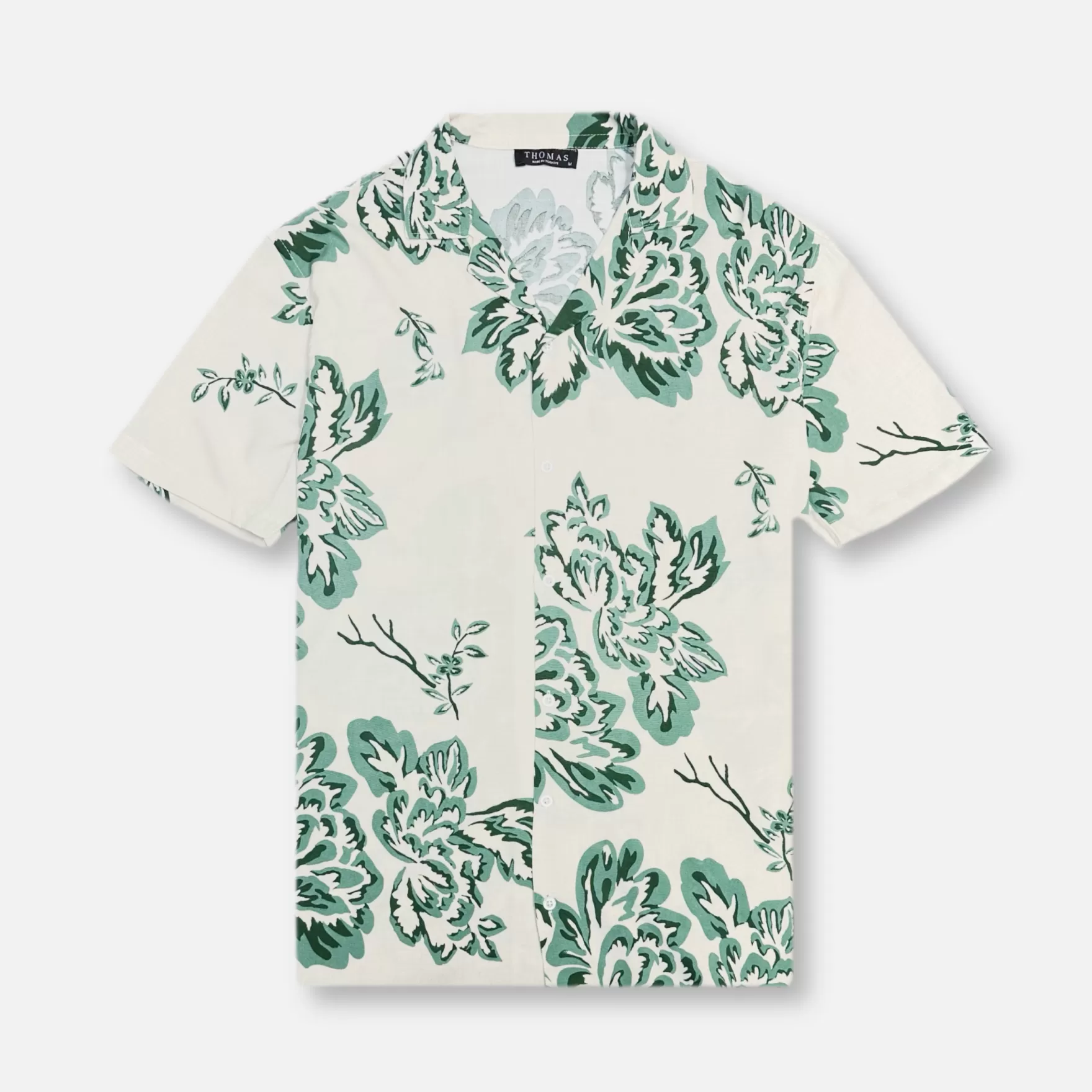 New Edition Fashion Button Downs-Tilson Tropical Resort Revere Collar Shirt Green