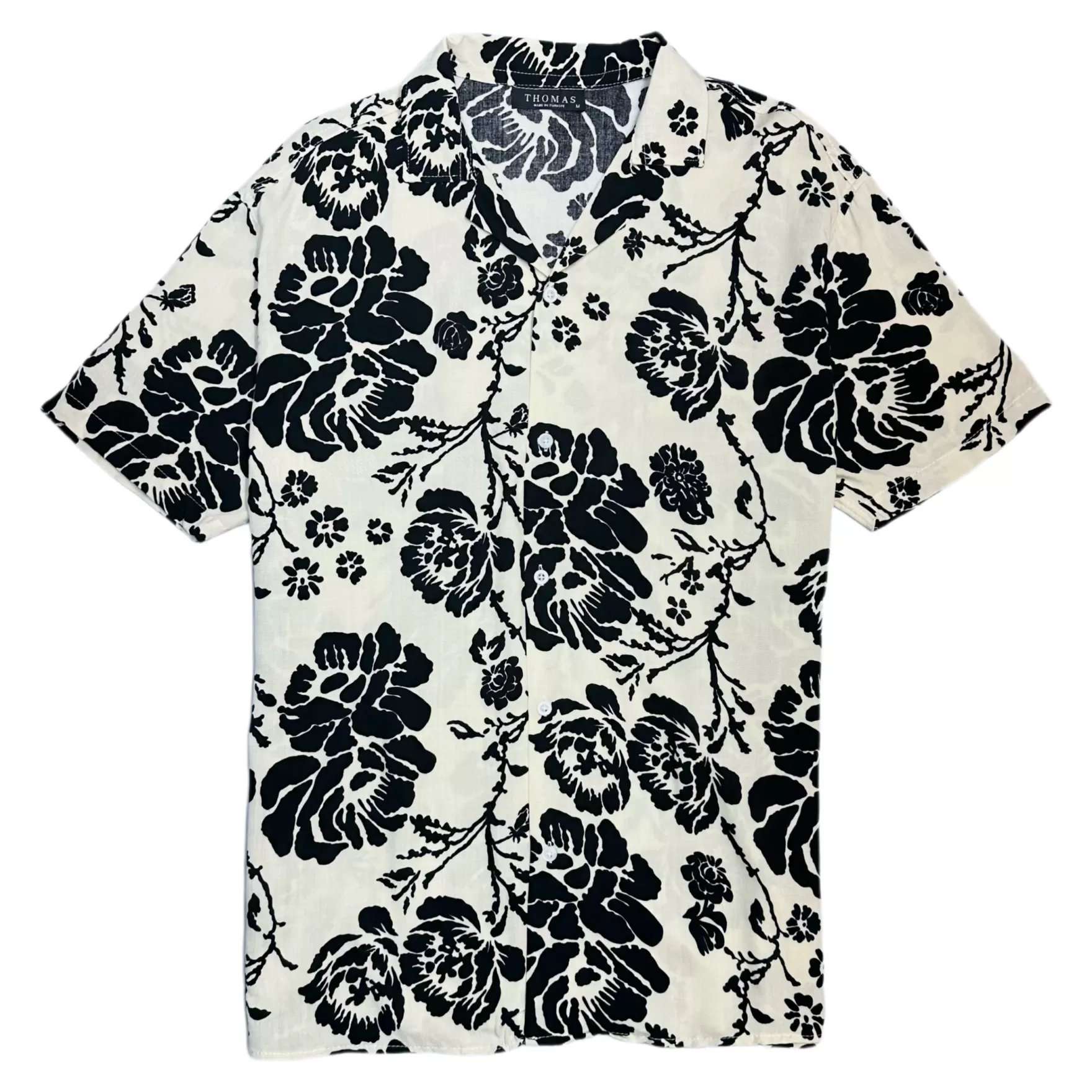 New Edition Fashion Button Downs-Tilson Tropical Revere Collar Shirt Black