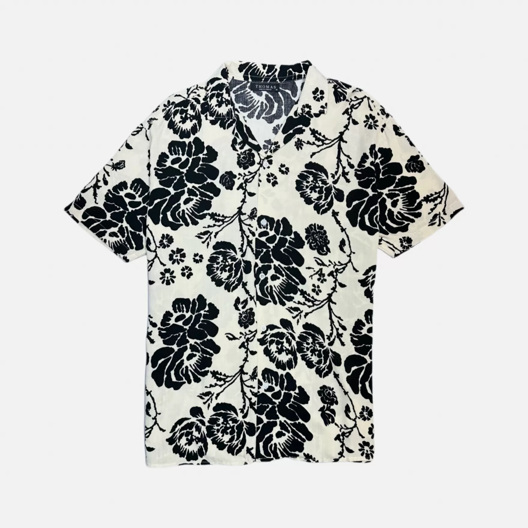 New Edition Fashion Button Downs-Tilson Tropical Revere Collar Shirt Black