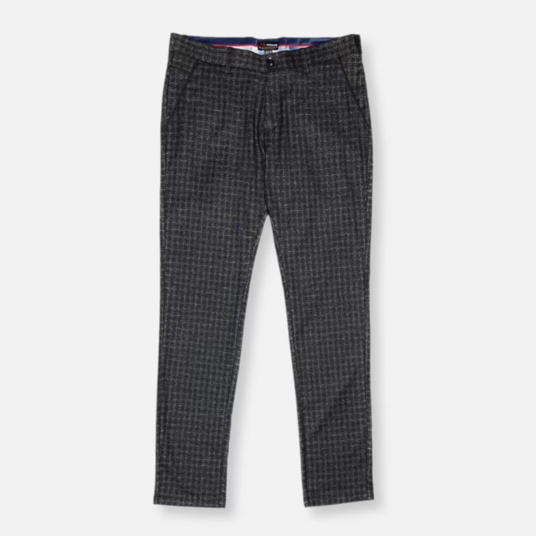 New Edition Fashion Pants-Tork Slim Fit Plaid Pants Black