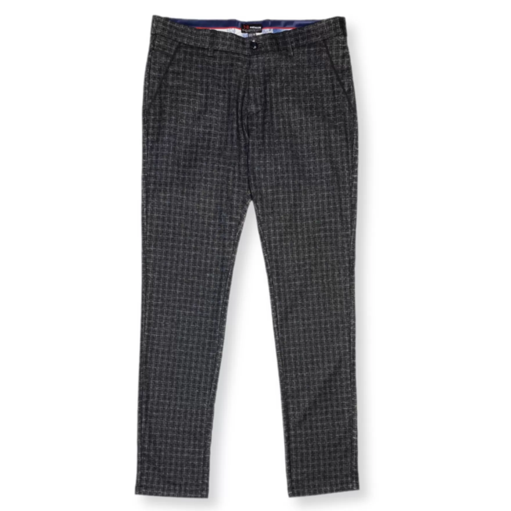 New Edition Fashion Pants-Tork Slim Fit Plaid Pants Black