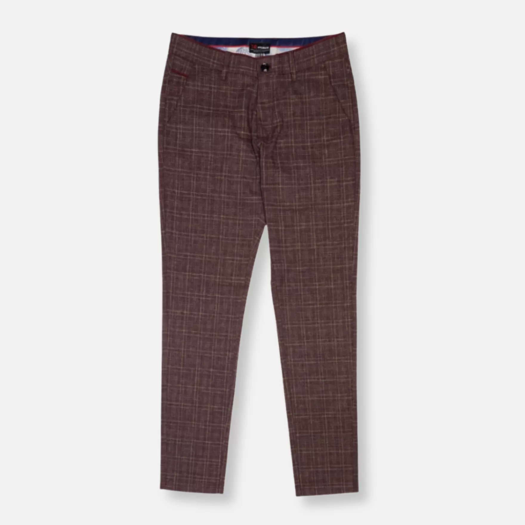 New Edition Fashion Pants | Dress Pants-Trenton Slim Fit Plaid Pants Burgundy