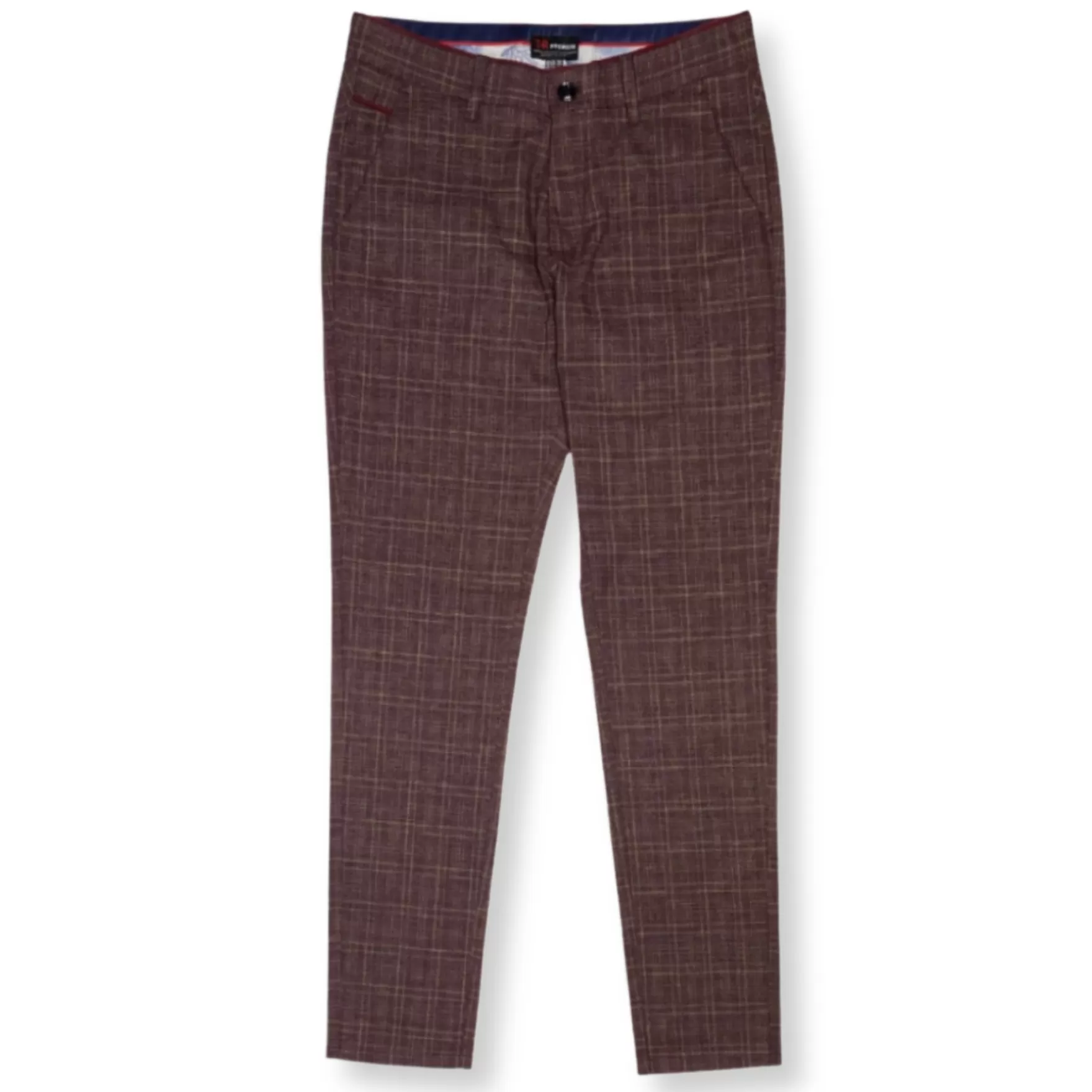 New Edition Fashion Pants | Dress Pants-Trenton Slim Fit Plaid Pants Burgundy