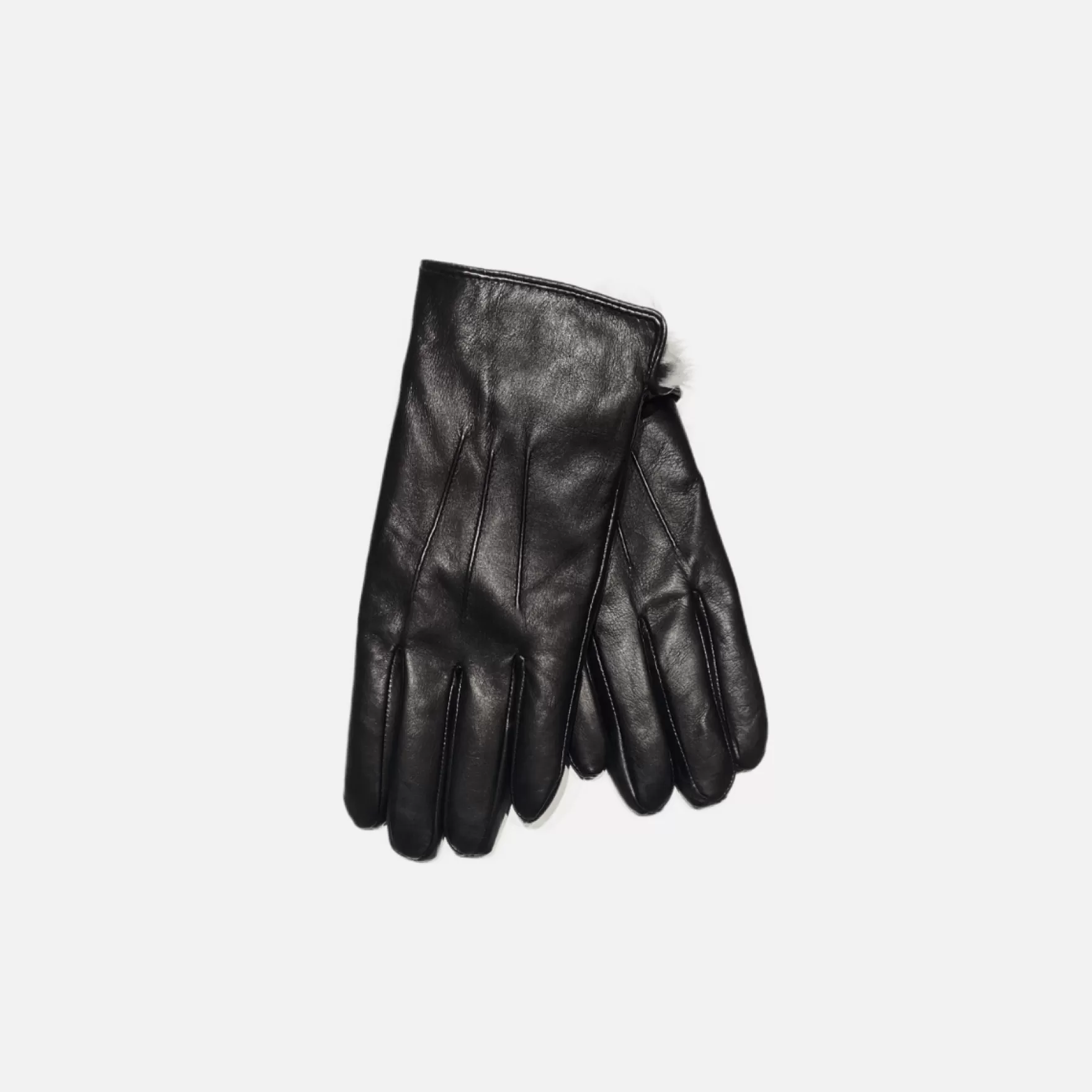 New Edition Fashion Gloves-Vallen Fur Leather Gloves Black