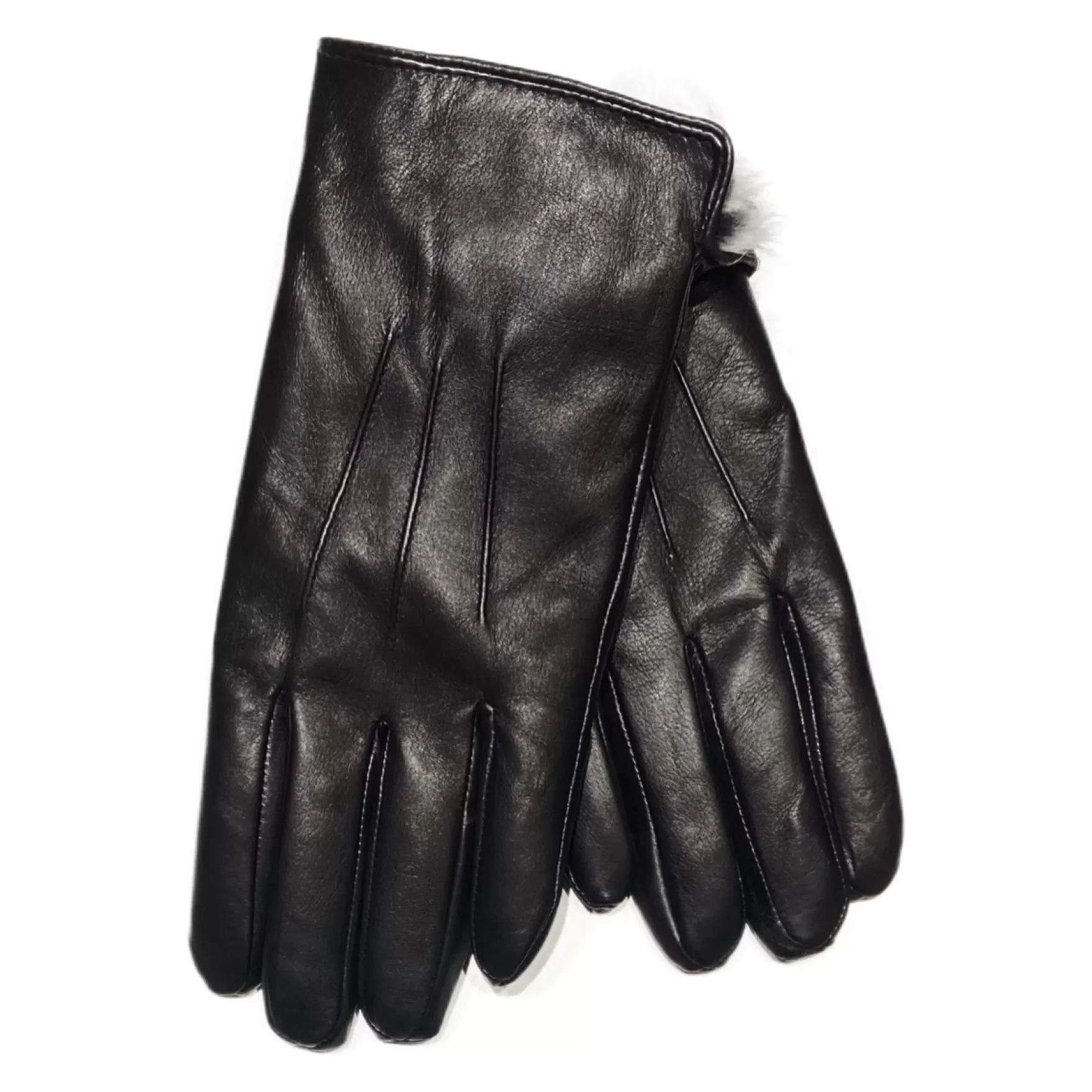 New Edition Fashion Gloves-Vallen Fur Leather Gloves Black