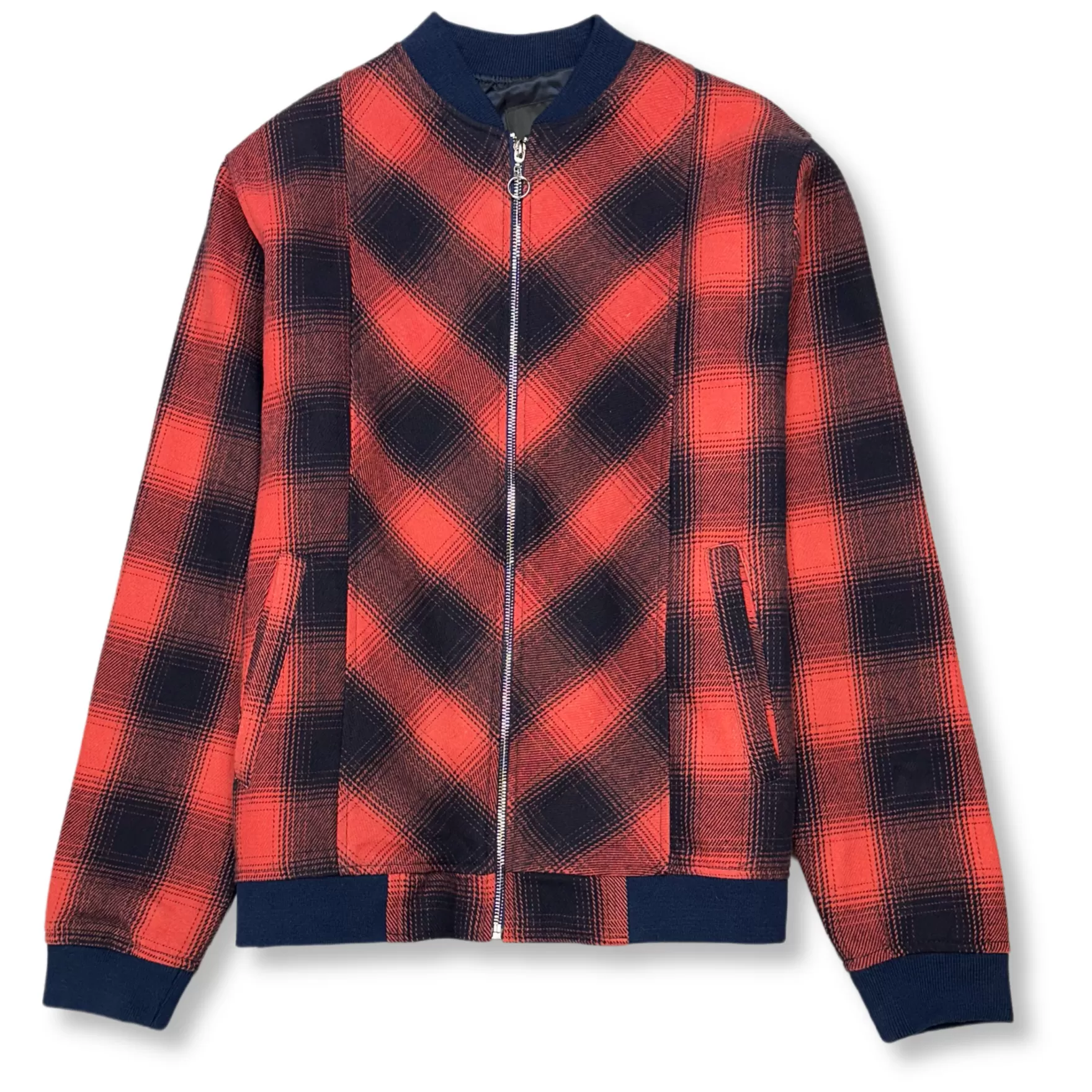 New Edition Fashion Coats & Outerwear-Vannes Plaid Baseball Jacket Bordo