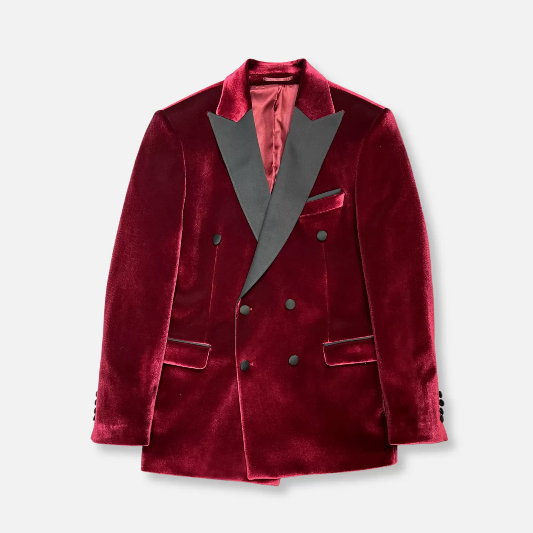 New Edition Fashion Blazers & Sportcoats-Velluto Peak Lapel Velvet Blazer Wine