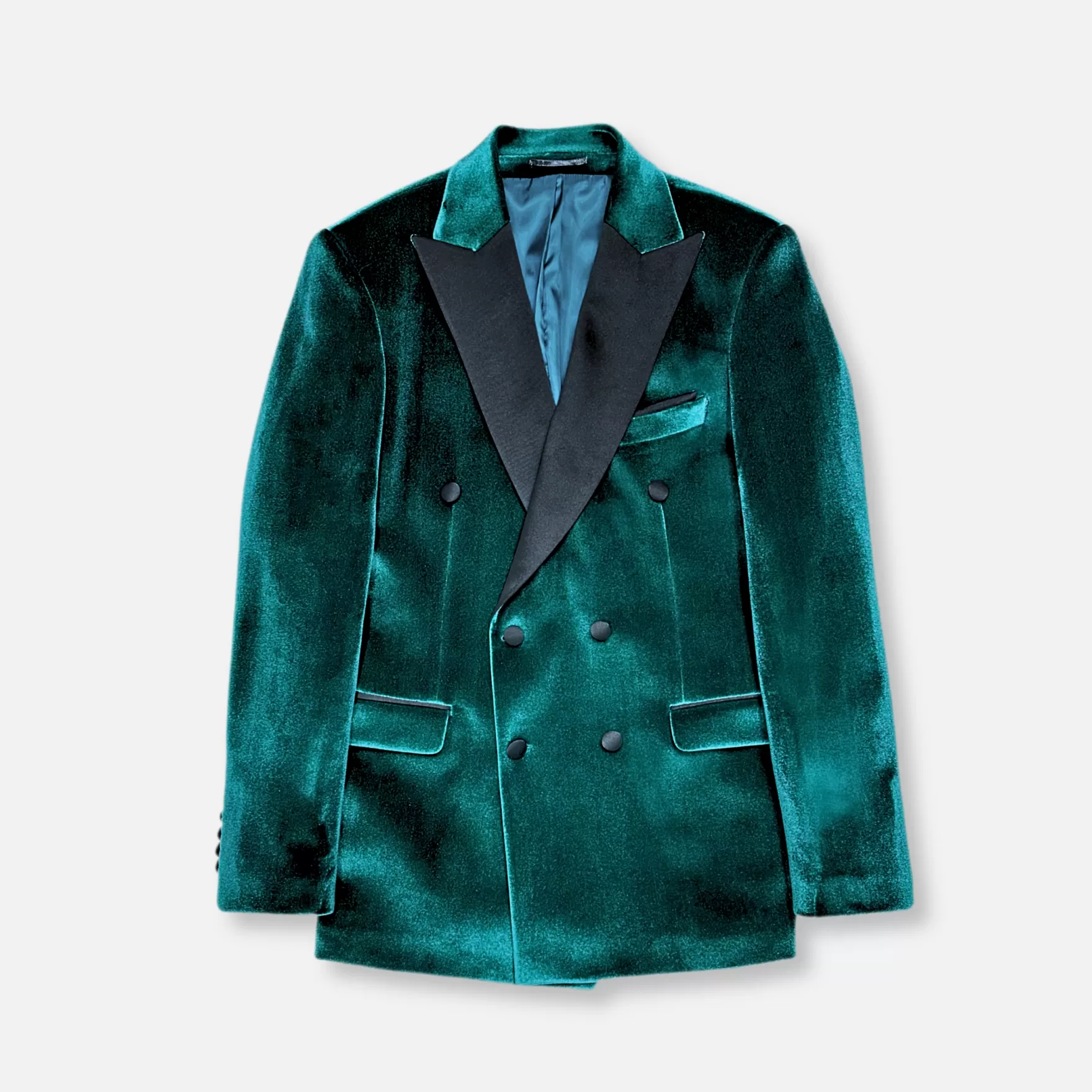 New Edition Fashion Blazers & Sportcoats-Velluto Peak Lapel Velvet Blazer Green