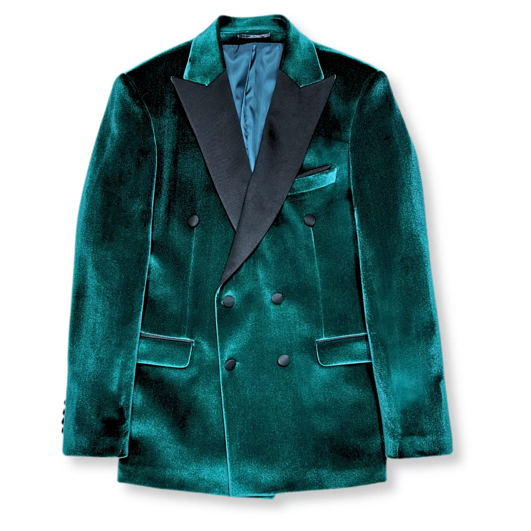 New Edition Fashion Blazers & Sportcoats-Velluto Peak Lapel Velvet Blazer Green