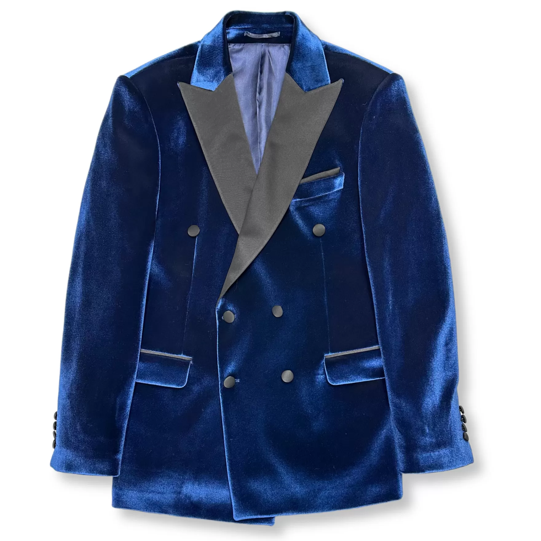 New Edition Fashion Blazers & Sportcoats-Velluto Peak Lapel Velvet Blazer Navy