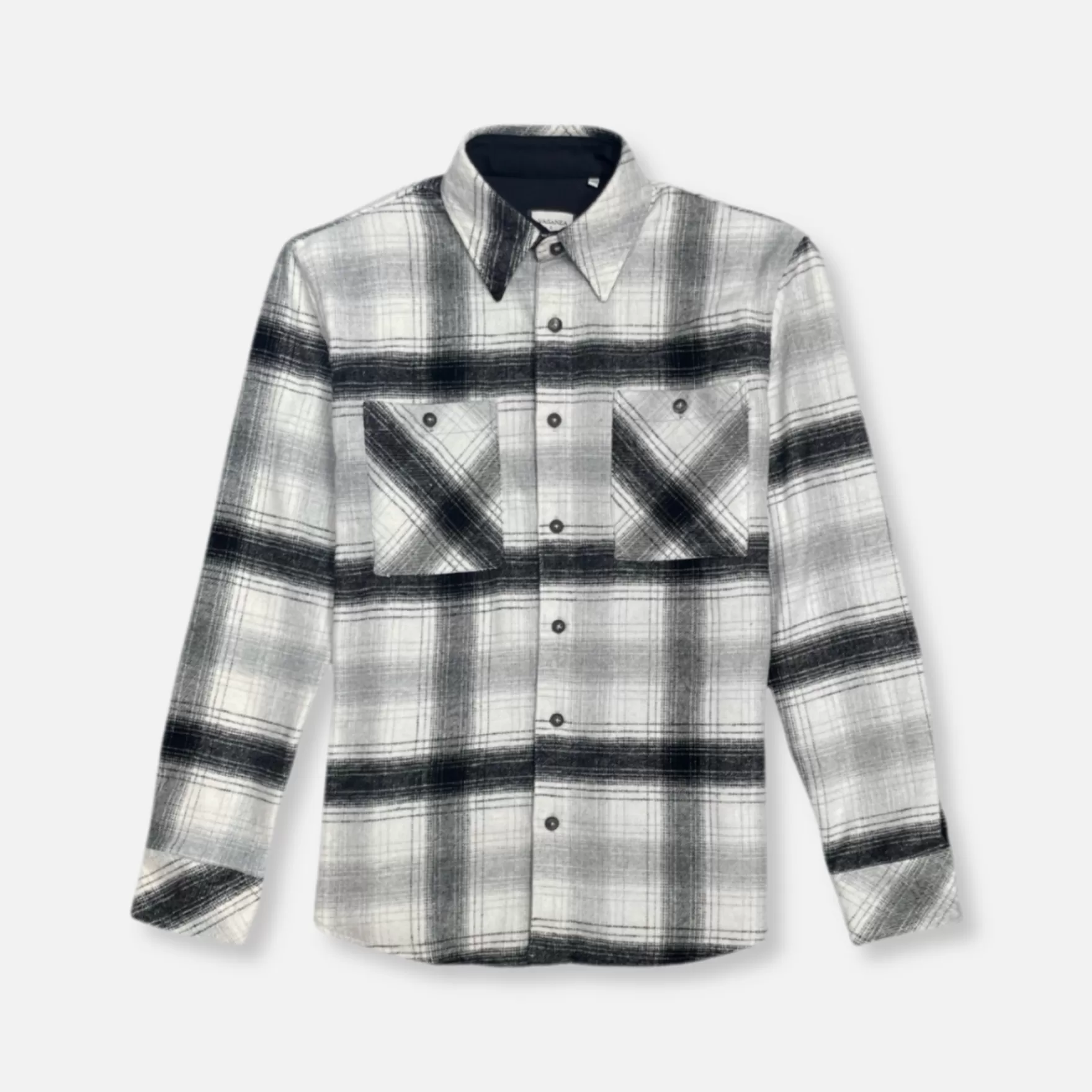 New Edition Fashion Button Downs-Ventry Plaid Flannel Shirt Black/White